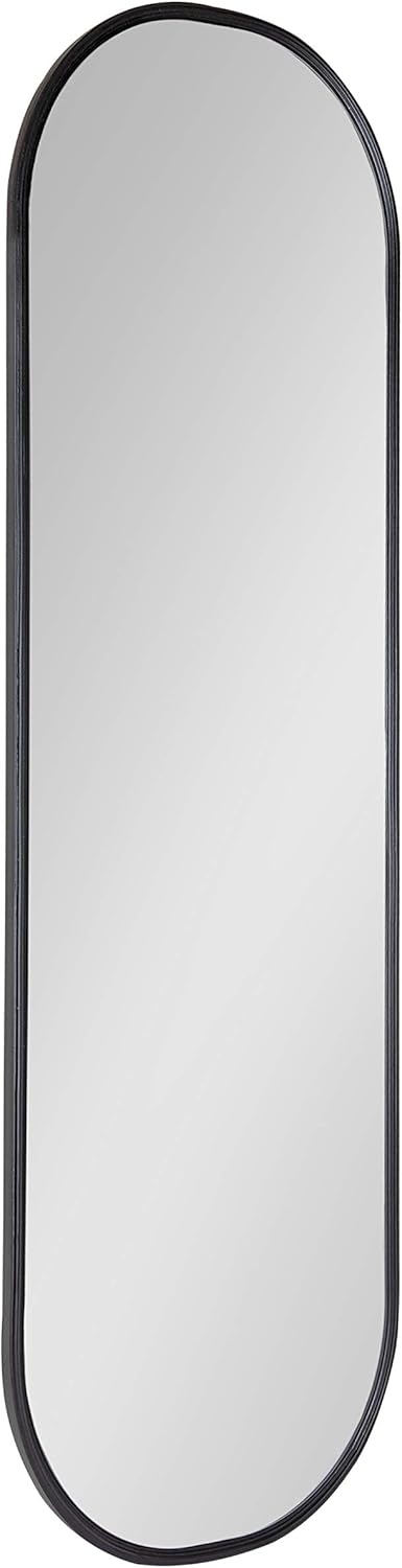Kate and Laurel Caskill Modern Oval Mirror, 16" x 48", Black, Capsule-Shaped Accent Mirror for Entryway, Living Room, or Bathroom