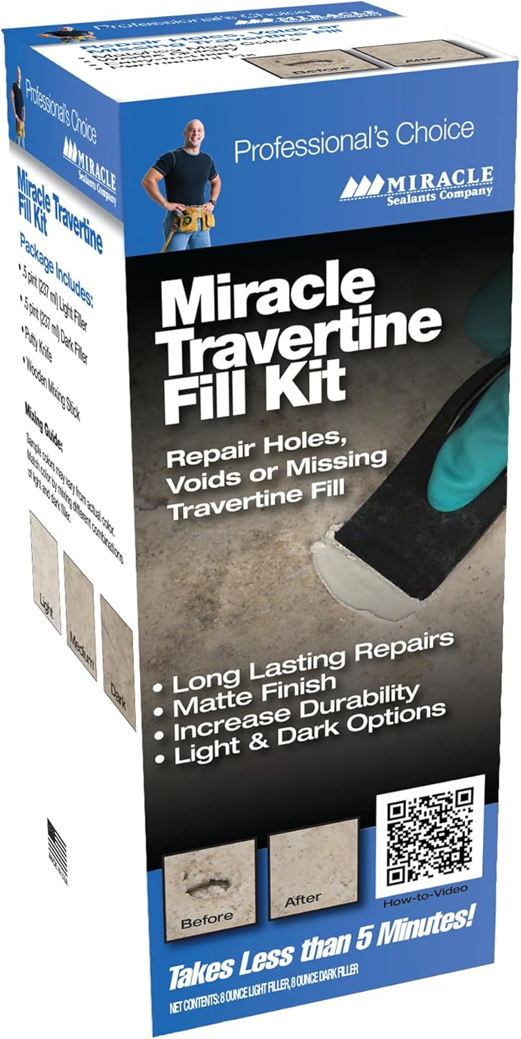 Miracle Travertine and Limestone Chip & Crack Fill Repair Kit with Custom Colors