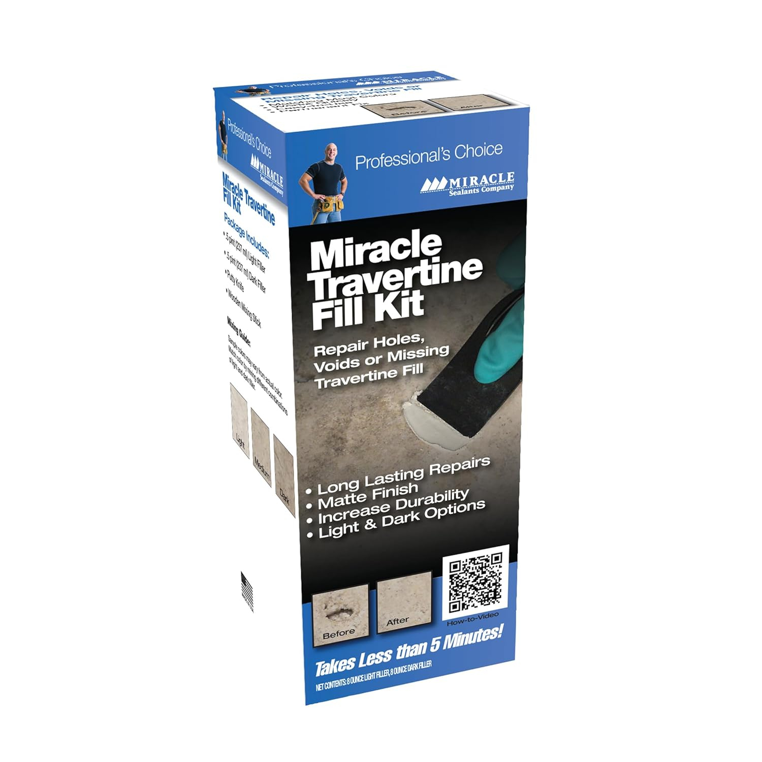 Miracle Travertine and Limestone Chip & Crack Fill Repair Kit with Custom Colors