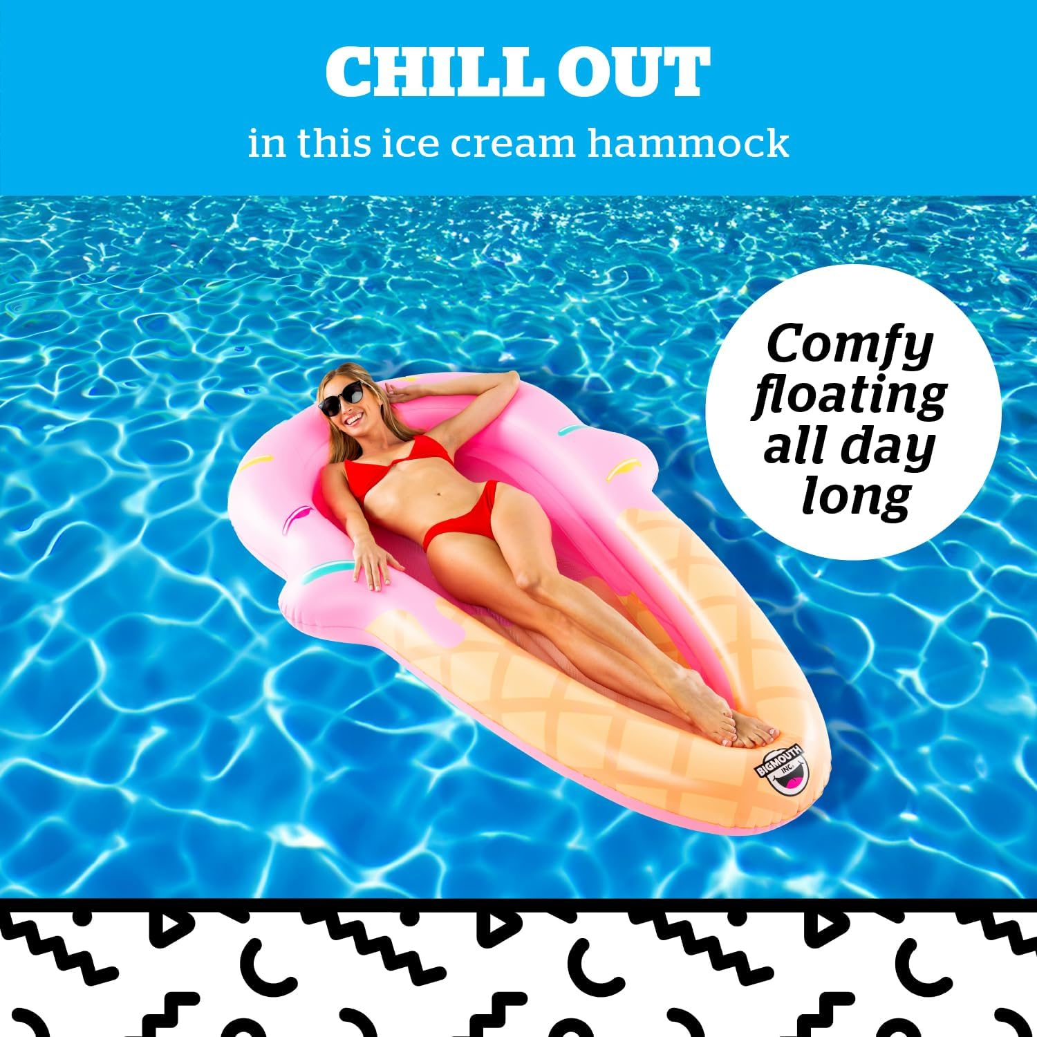 BigMouth Inc. Large Funny Inflatable Raft, Guarded Sides & Headrest, 6 ft Long Heavy Duty Pool Float