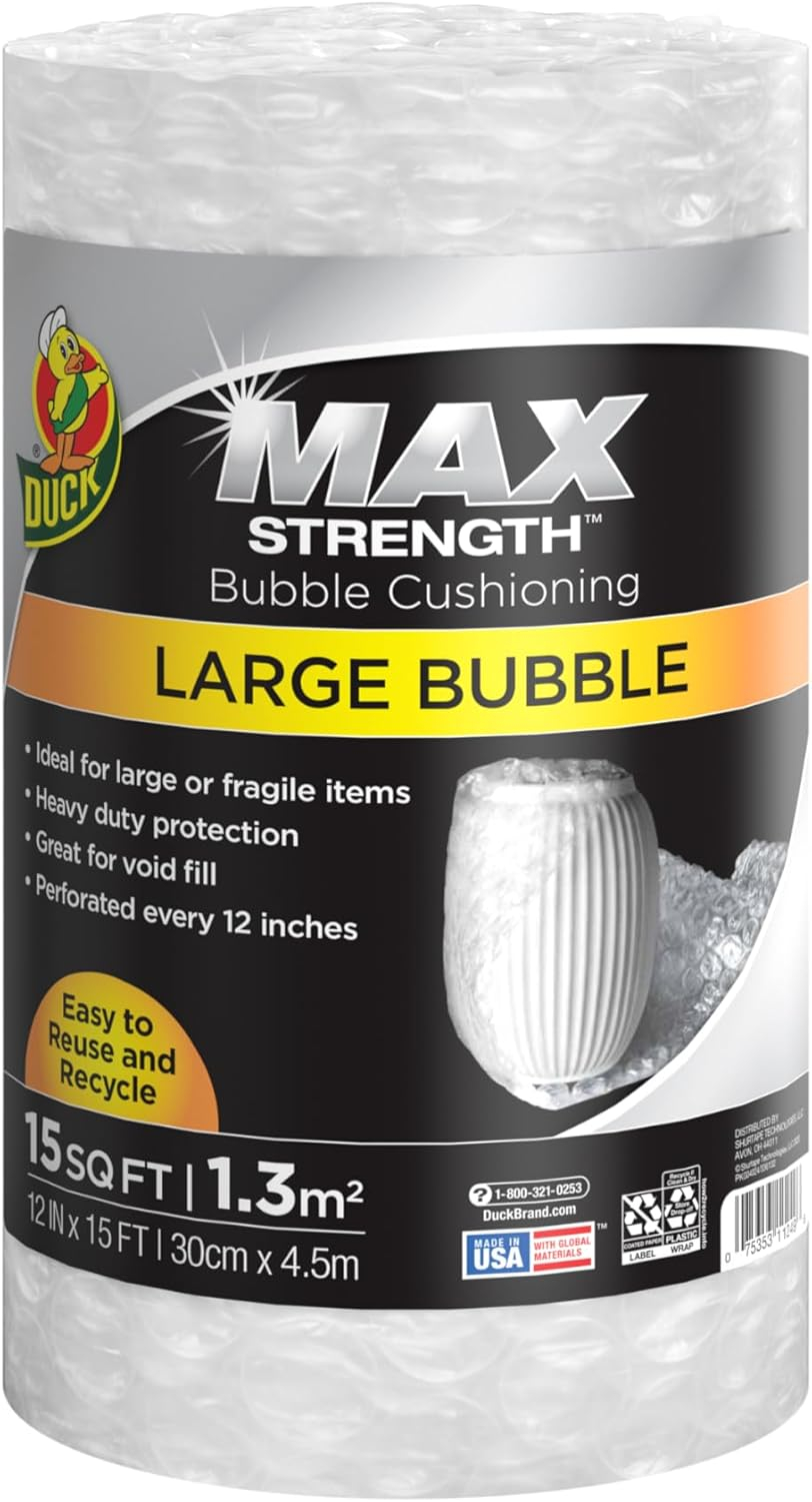 Duck Brand 12 in. x 15 ft. Clear Large Bubble Wrap Cushioning