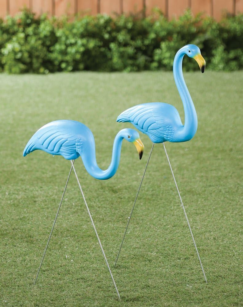 Union Products Featherstone Flamingo Yard Lawn Ornaments, Set of 2, Blue