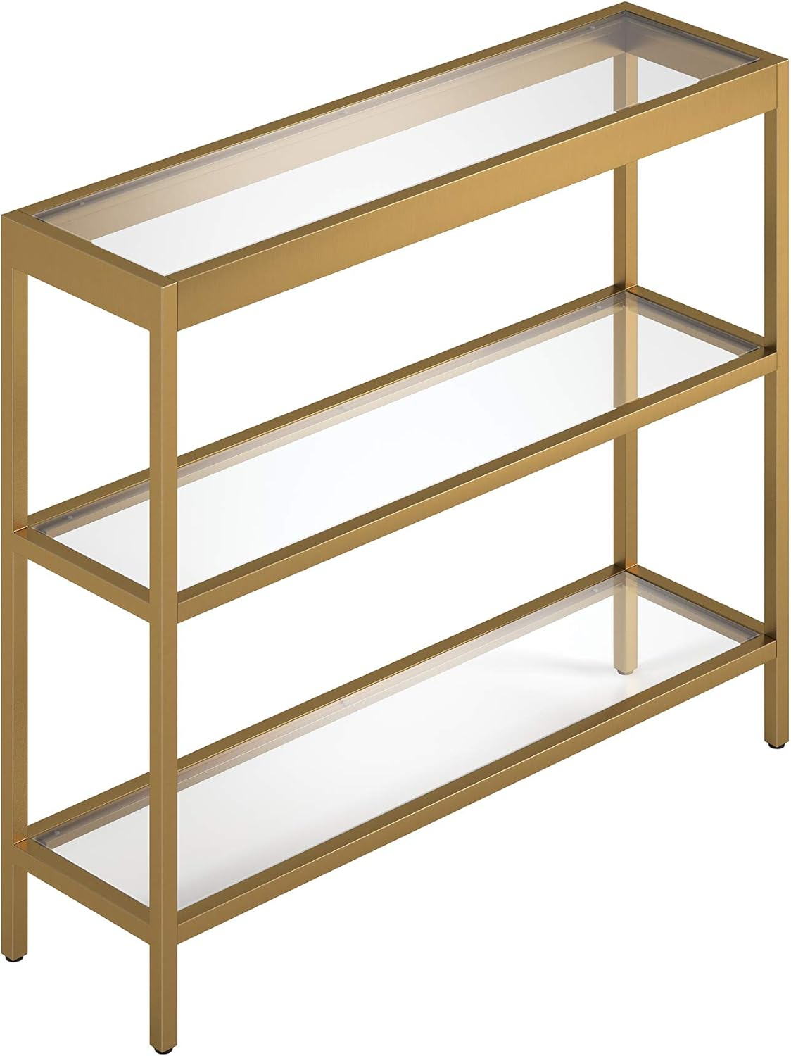 Evelyn&Zoe Alexis 36" Wide Rectangular Console Table, Brass