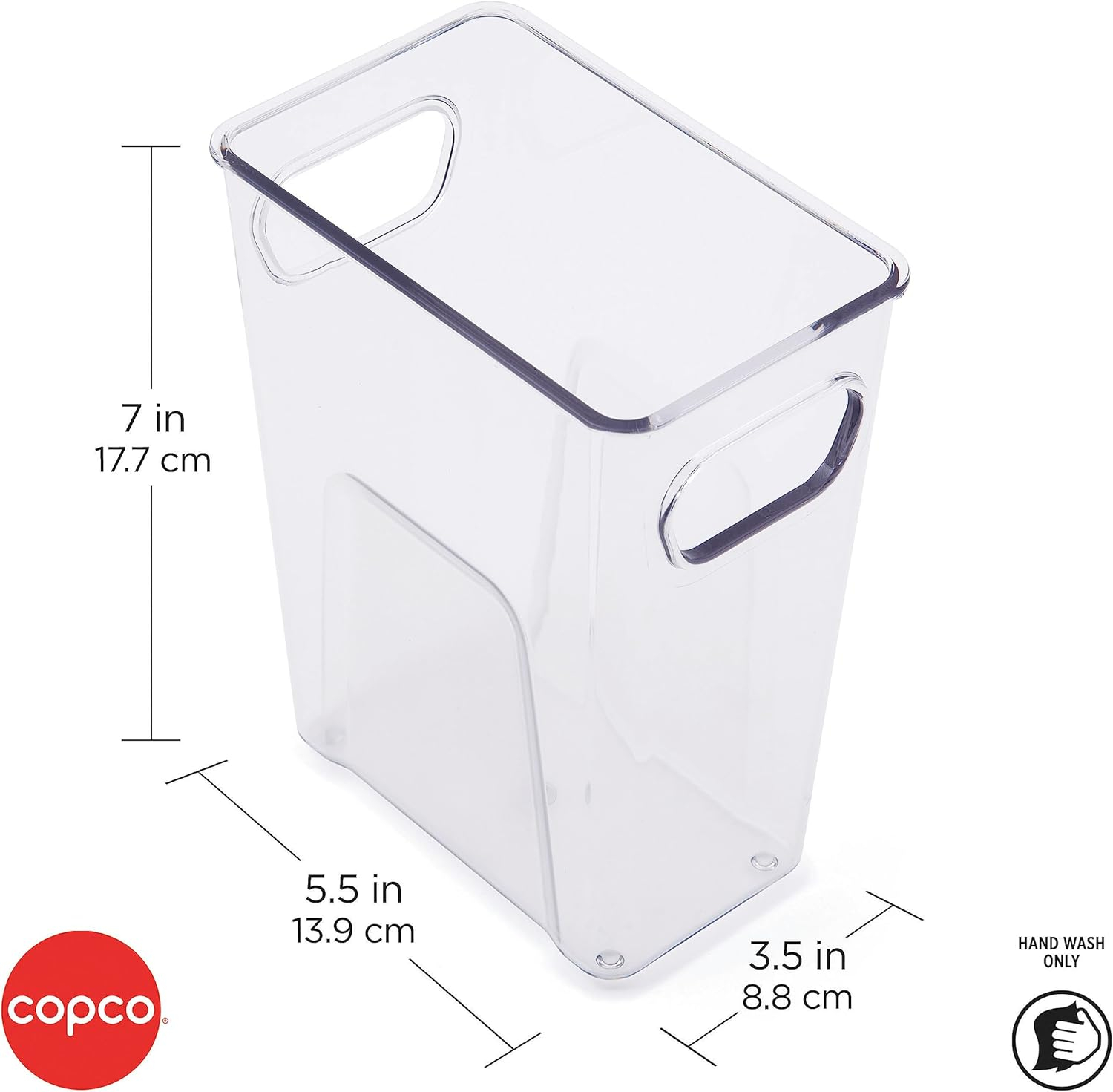 Copco Mini Tall Storage Bin, Clear, 5.5 x 3.5 x 7 Inch