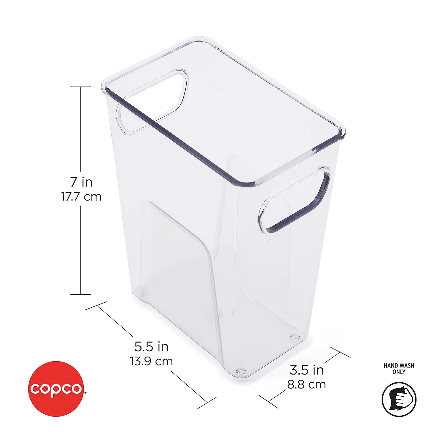 Copco Mini Tall Storage Bin, Clear, 5.5 x 3.5 x 7 Inch