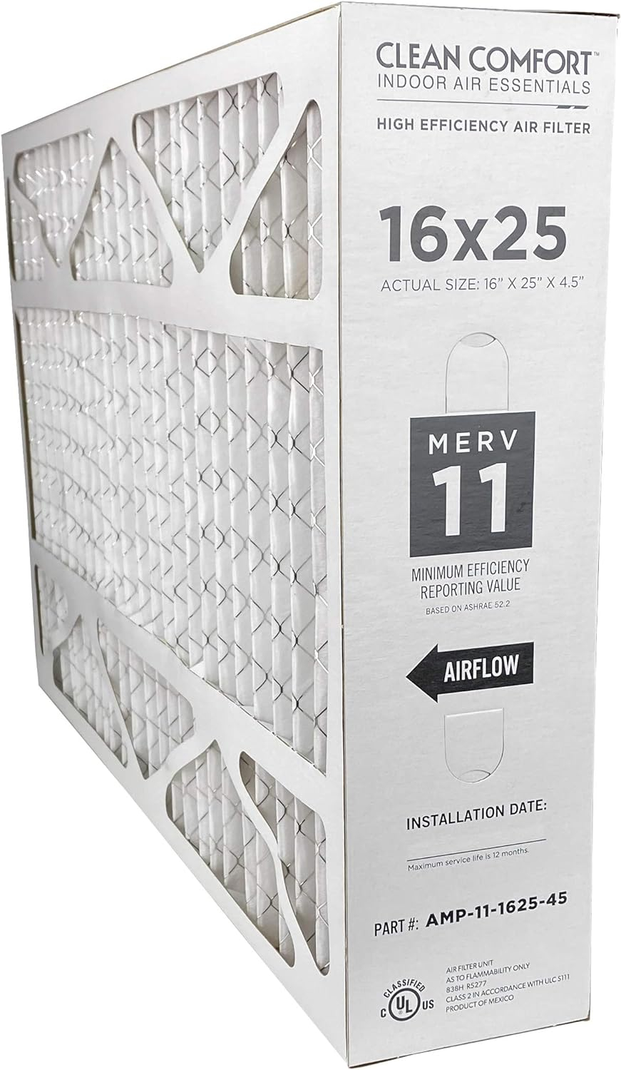 YYOJ Clean Comfort Media Air Filter MERV 11 Appliance Air Filters, 16" x 25" x 4.5", 2-Pack