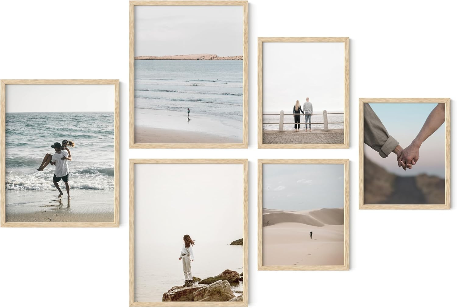 Natural Oak Wood Wall Mounted Picture Frame Set