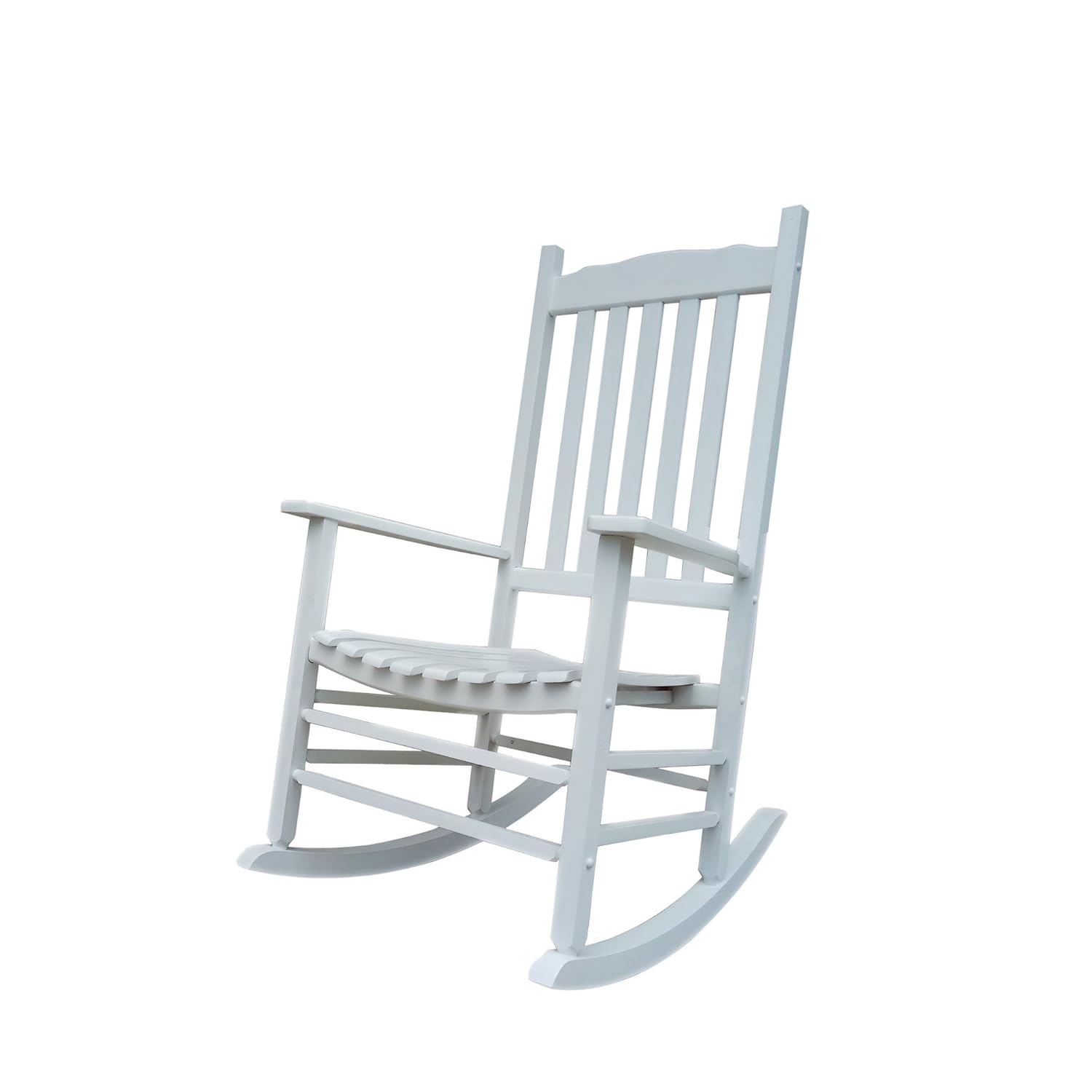 White Wood Traditional Outdoor Rocking Armchair
