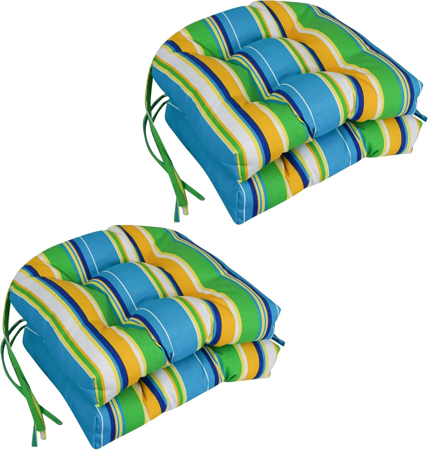 Colorful Striped Polyester Outdoor Chair Cushions, Set of 4