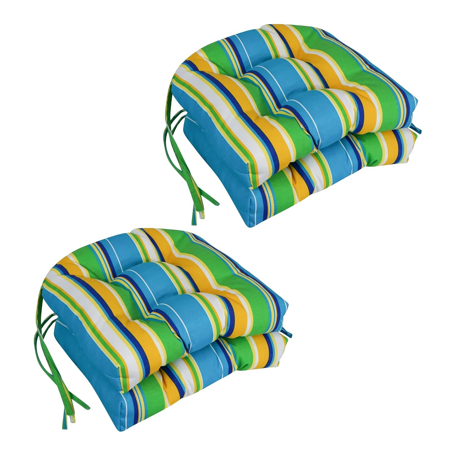 Colorful Striped Polyester Outdoor Chair Cushions, Set of 4