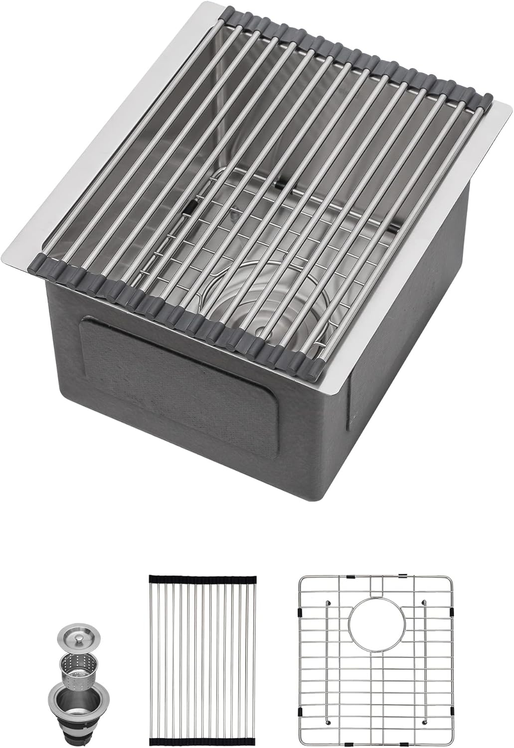 Lordear Undermount Kitchen Sinks 23 inch Small Undermount Bar Sink,16-Gauge Stainless Steel Single Bowl Bar Prep Kitchen Sink One Basin 23x18x10 Inch Handmade