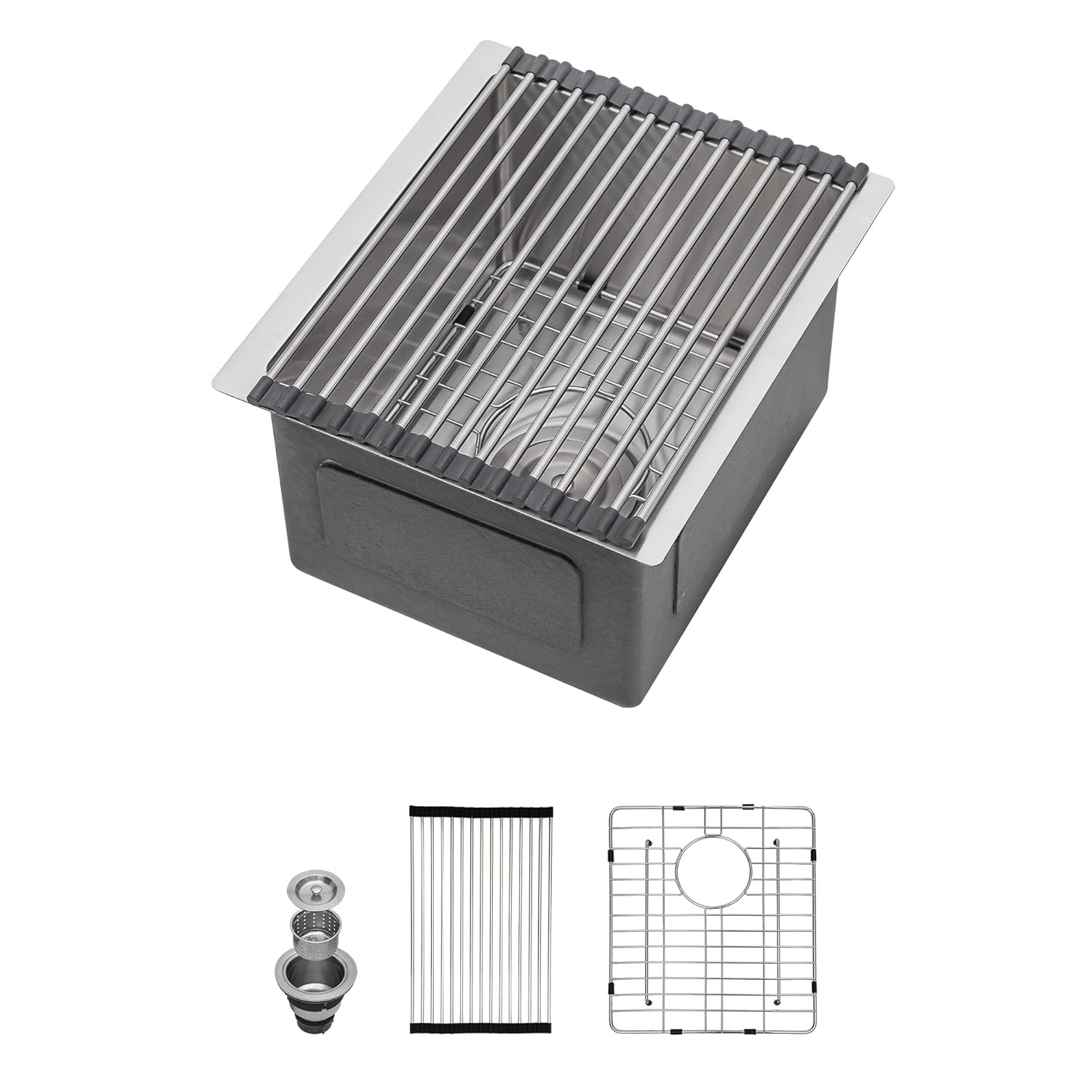 Lordear Undermount Kitchen Sinks 23 inch Small Undermount Bar Sink,16-Gauge Stainless Steel Single Bowl Bar Prep Kitchen Sink One Basin 23x18x10 Inch Handmade