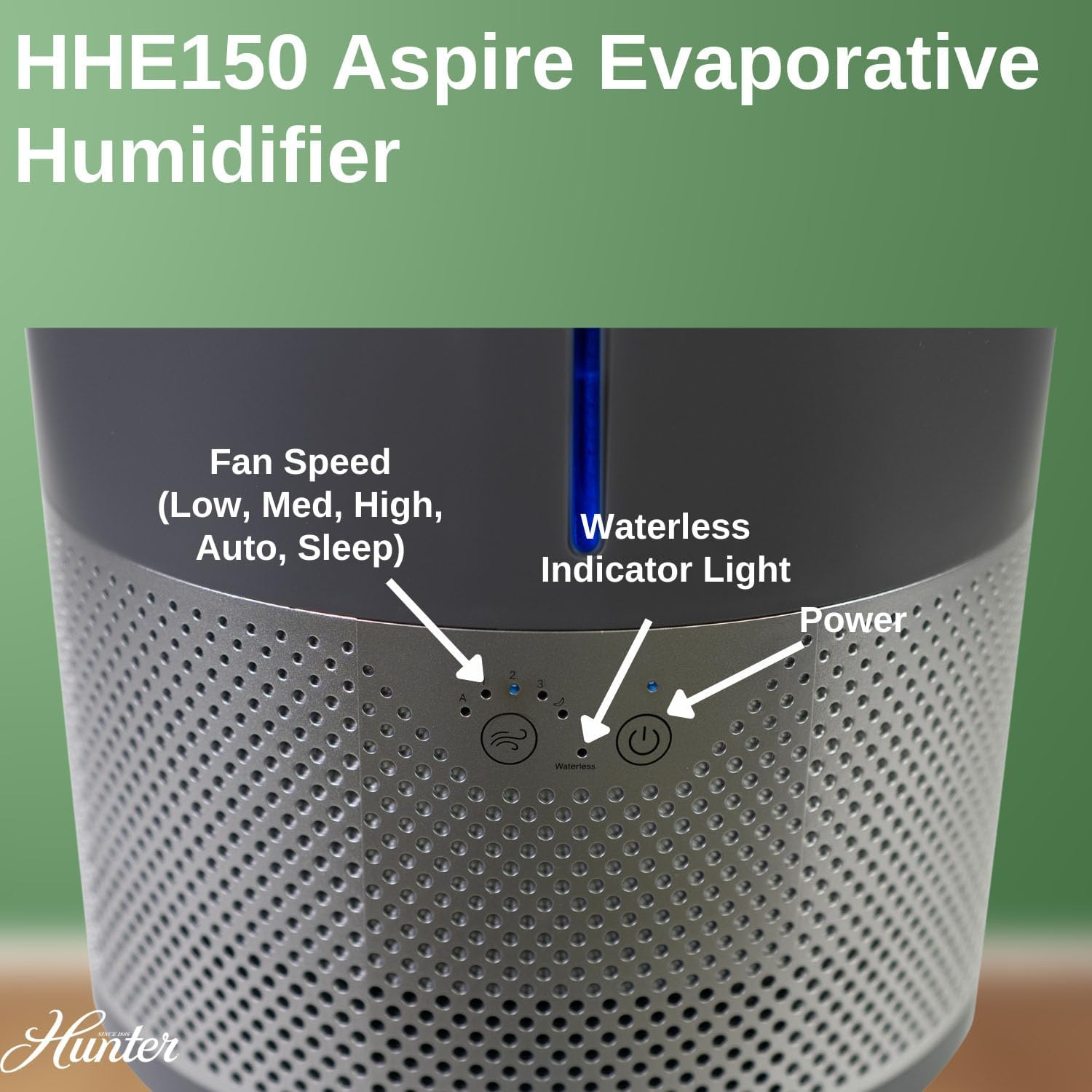 HHE150 Hunter Aspire 4.8L Evaporative Humidifier with PermaWick Filter (4.8L) - Remove Contaminants & White Dust for Clean Mist & Air – Medium Humidifier for Home, Bedroom, or Dorm - Taupe