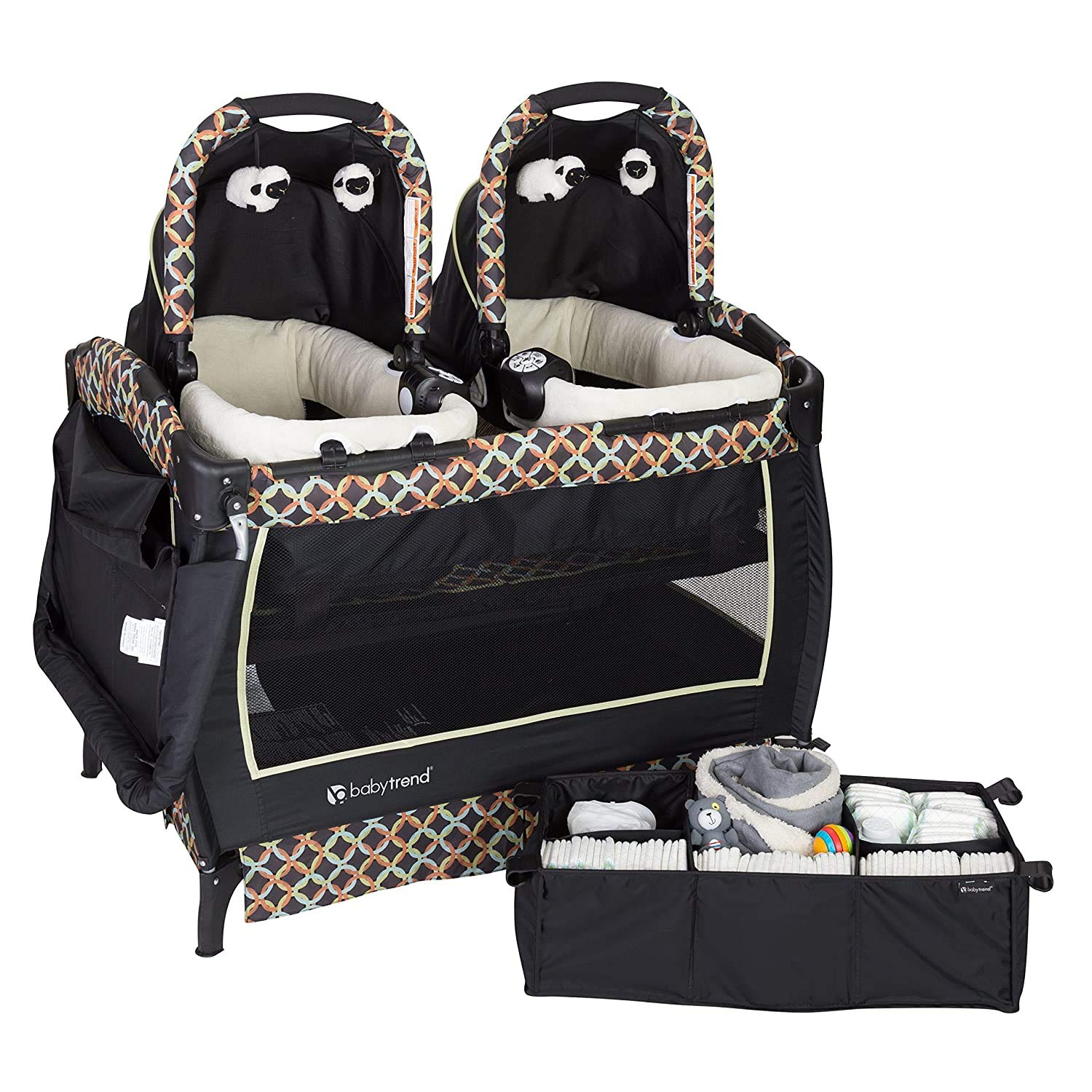 Portable Twin Nursery Center with Bassinet and Changing Station