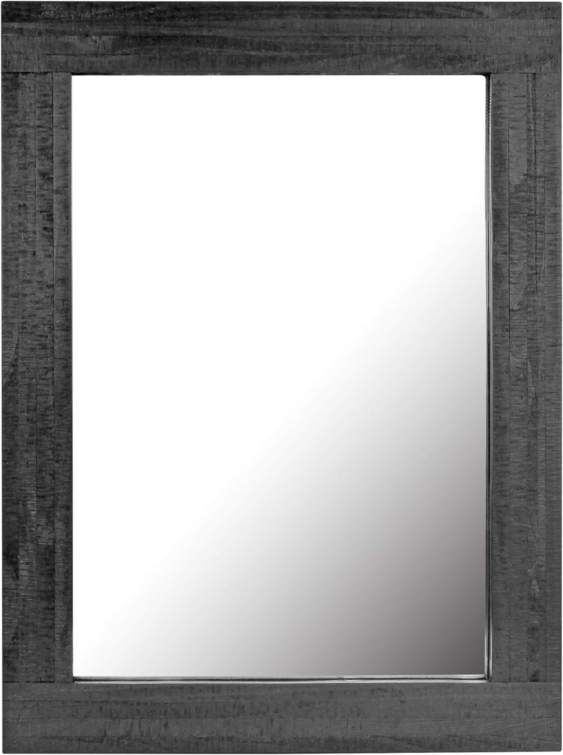 Stonebriar 24" x 18" Rectangle Black Wood Frame Wall Mirror with Attached Hanging Brackets, Decorative Country Rustic Decor for The Living Room, Bedroom, Bathroom, Hallway, and Entryway