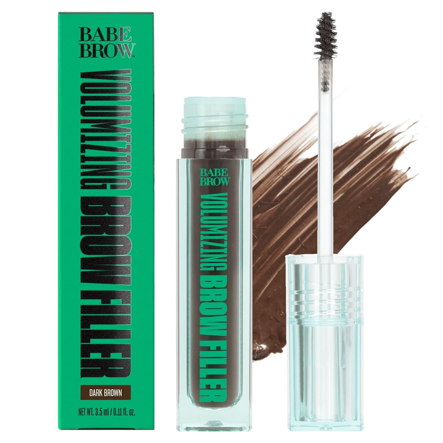 Babe Original Volumizing Brow Filler Eyebrow Tint Gel, Dark Brown, 3.5 mL