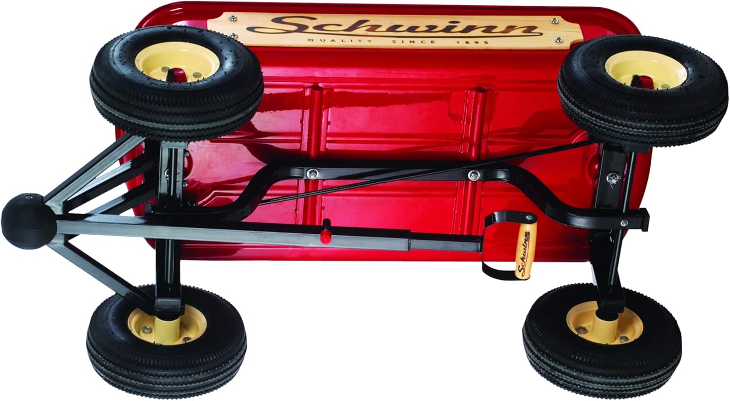 Schwinn Red Alloy Steel and Wood Quad Steer Wagon