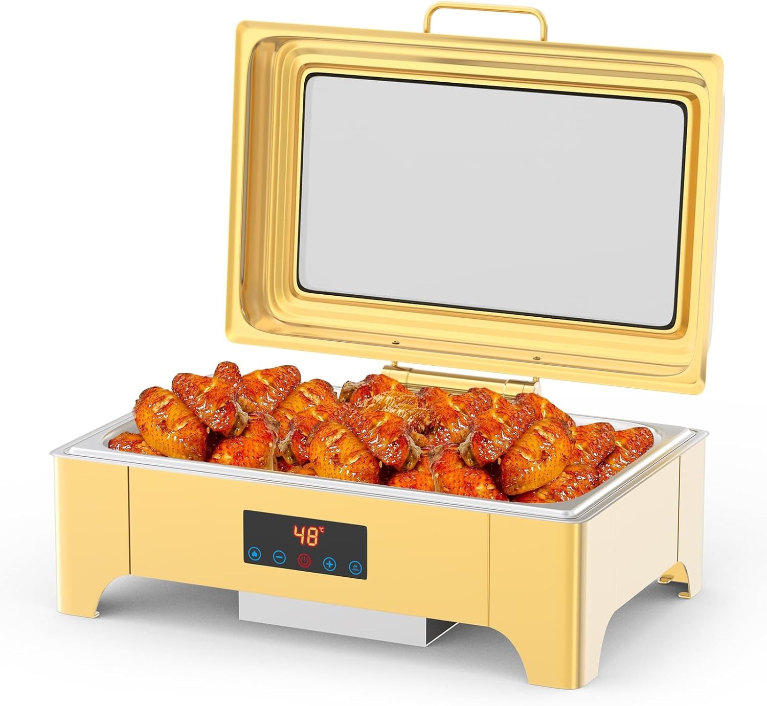 Gold Stainless Steel 9QT Electric Chafing Dish with Touch Screen