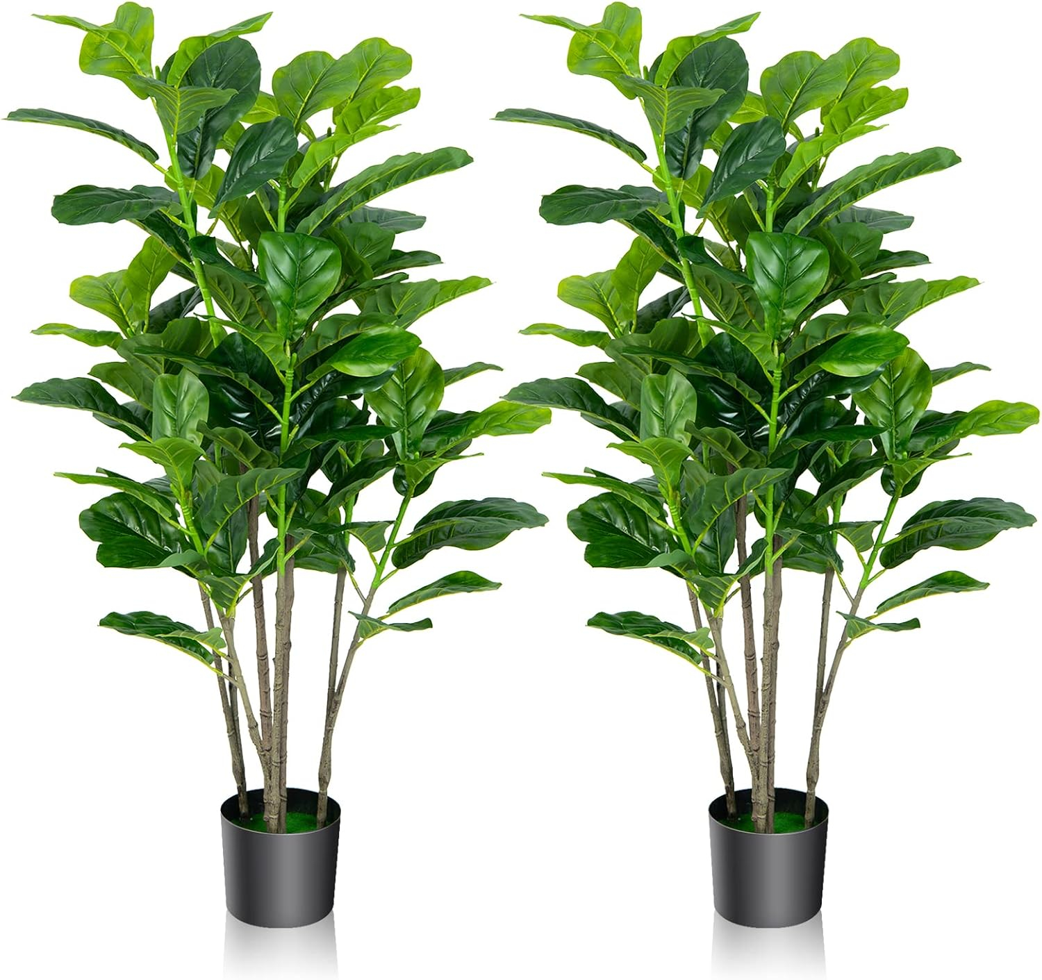 Gymax 51''Artificial Tree 2-Pack Artificial Fiddle Leaf Fig Tree for Indoor Outdoor