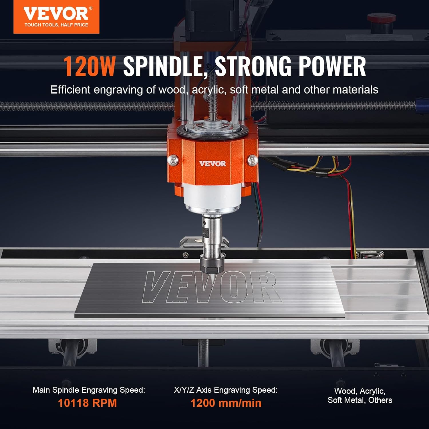 VEVOR CNC Router Machine, 120W 3 Axis GRBL Control Wood Engraving Carving Milling Machine Kit, 300 x 200 x 60 mm/11.8 x 7.87 x 2.36 in Working Area 10000 RPM for Wood Acrylic MDF PVC Plastic Foam