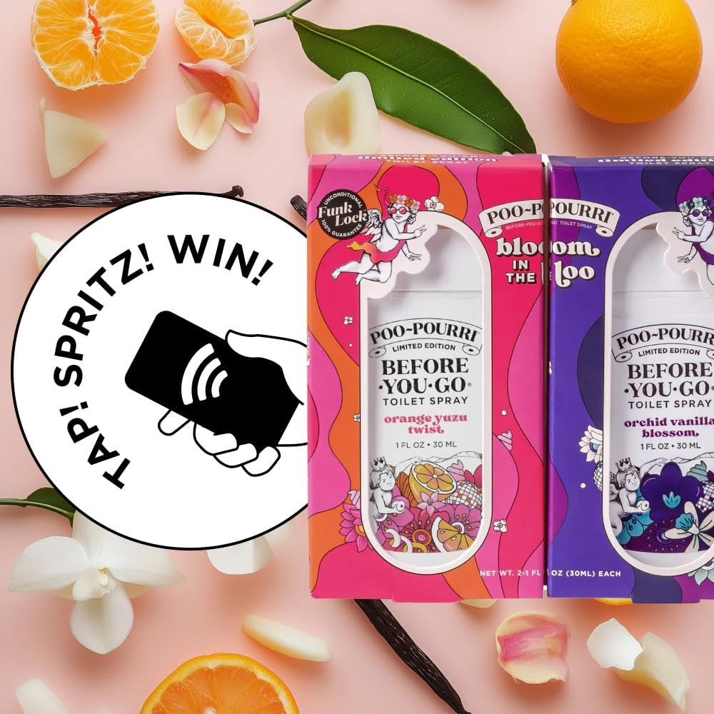Poo-Pourri Before-You-Go Toilet Spray, Bloom In The Bathroom Set, 1 Fl Oz Pocket Travel Size - Citrus, Orchid, Vanilla and Jasmine