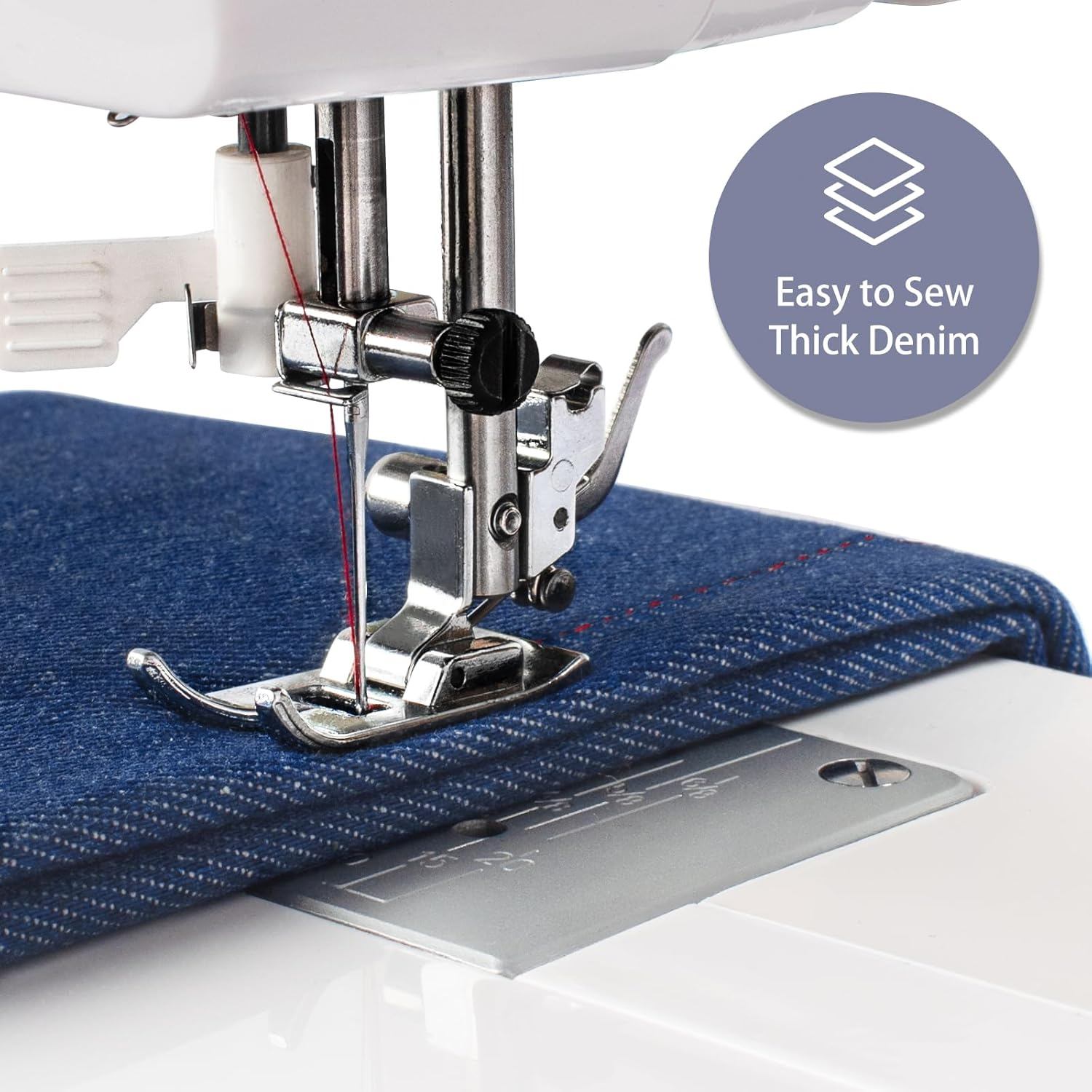 FEIYUE FYe310 Full Size Sewing Machine with Foot Pedal, Heavy Duty & Portable, Powerful Servo Motor, 25 Built-in Stitches, 6 Bobbins & 5 Included Sewing Feet (White)