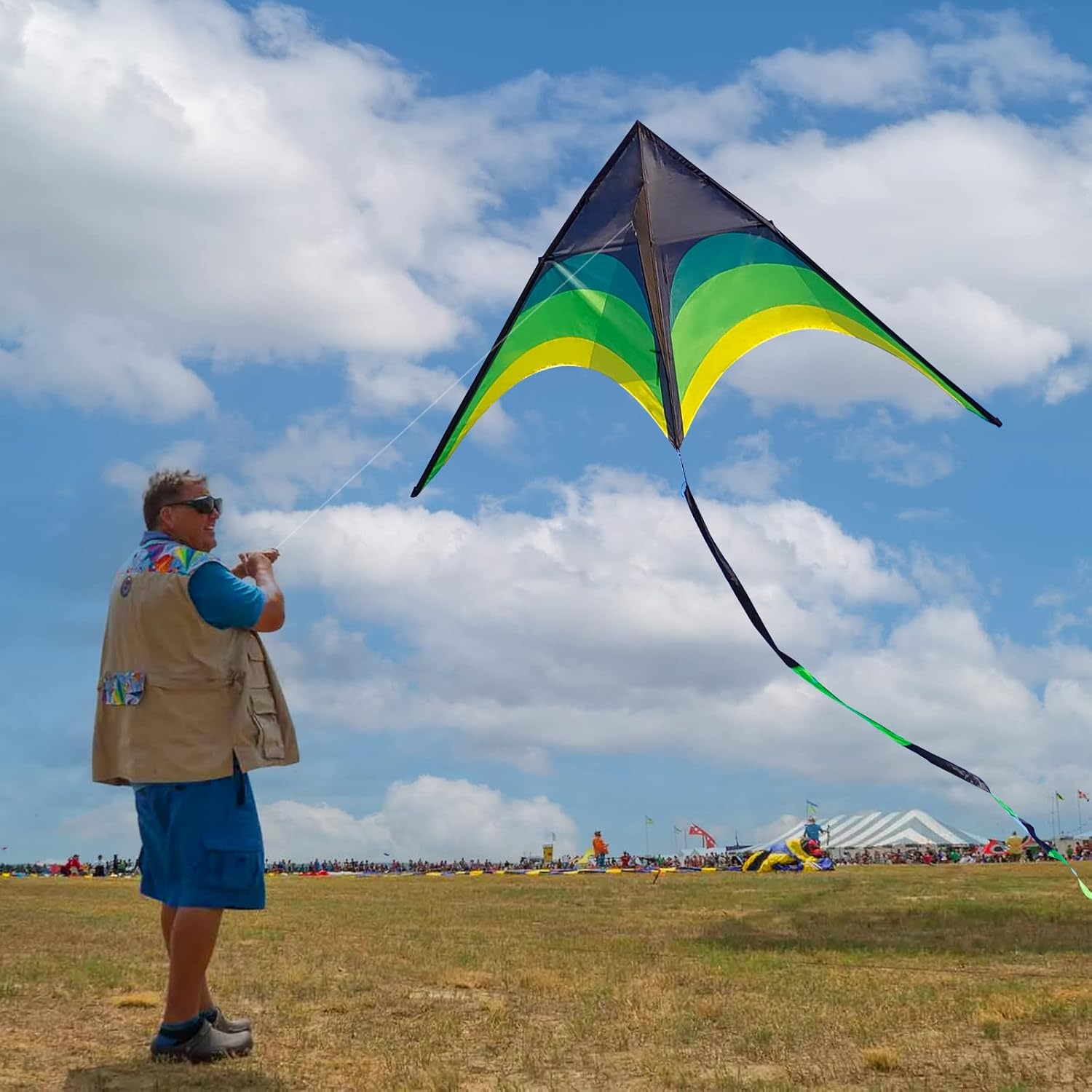 Gaint Kite for Adults Easy to Fly, 9ft Huge Delta Kite Come with 98ft Tail