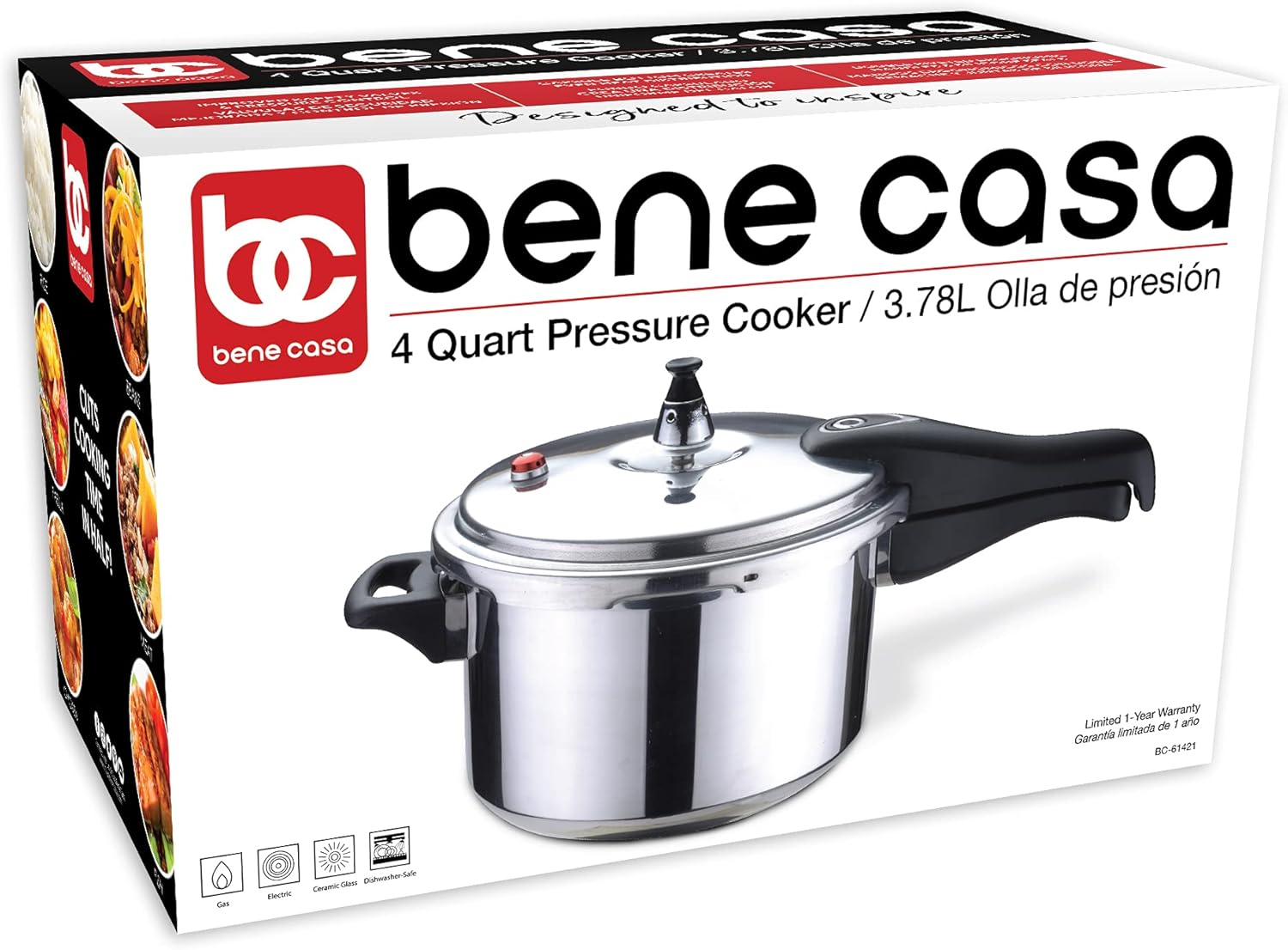 Bene Casa BC61421 4 qt Aluminum Pressure Cooker