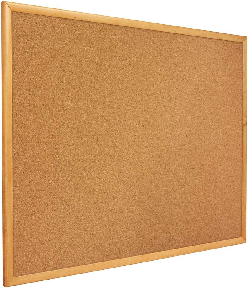 Natural Cork Bulletin Board with Oak Frame, 18" x 24"
