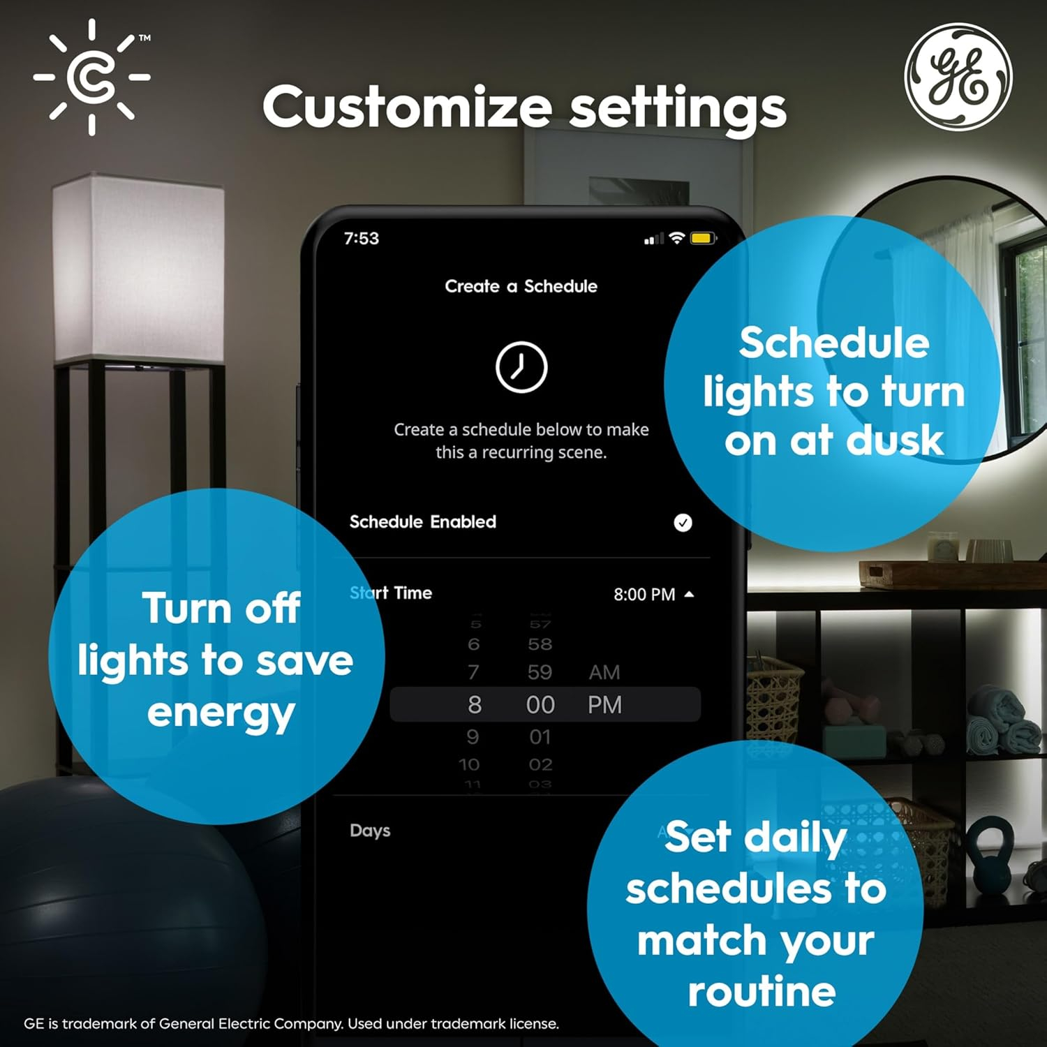 GE CYNC Smart LED Light Bulbs, G25 Globe Bulb, Room Décor Aesthetic, Color Changing Light Bulbs, 60W Equivalent, Works with Amazon Alexa and Google Home (2 Pack)