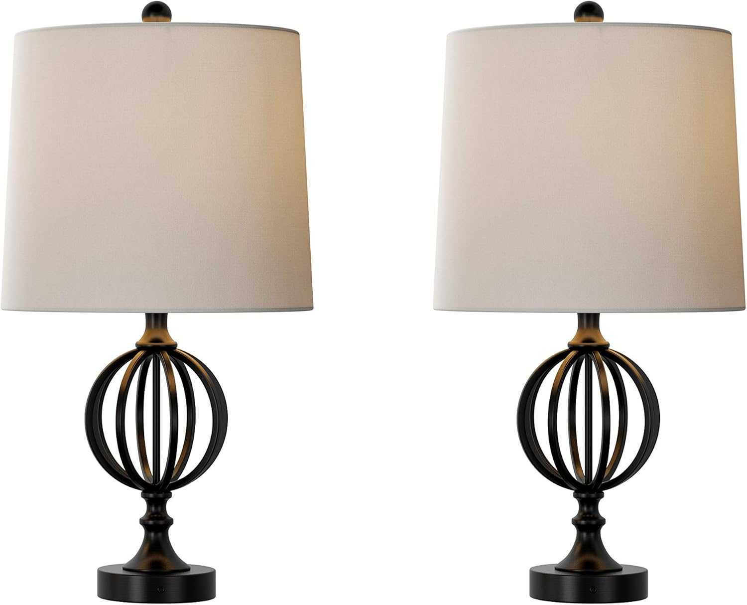 Lavish Home Set of 2 Modern Rustic Style Table Lamps, Ivory