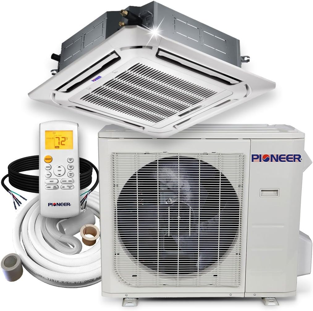 Pioneer 24,000 BTU White Ceiling Mount Cassette Mini Split Heat Pump