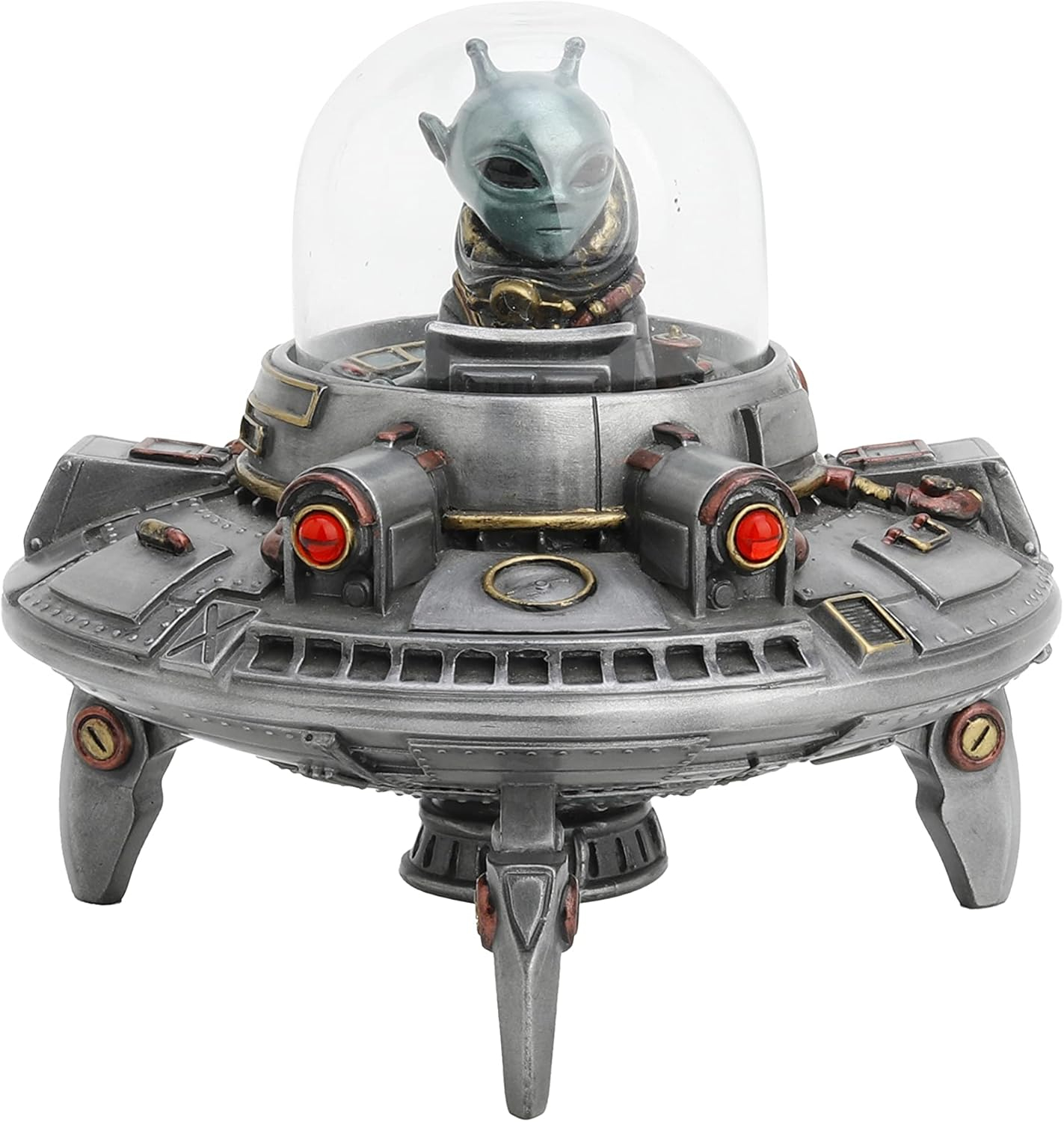 Veronese Design 5 1/8 Inch Tall Flying Saucer UFO Alien Visitor Area 51 Gift Resin Sculpture Home Decor Collectible Figurine