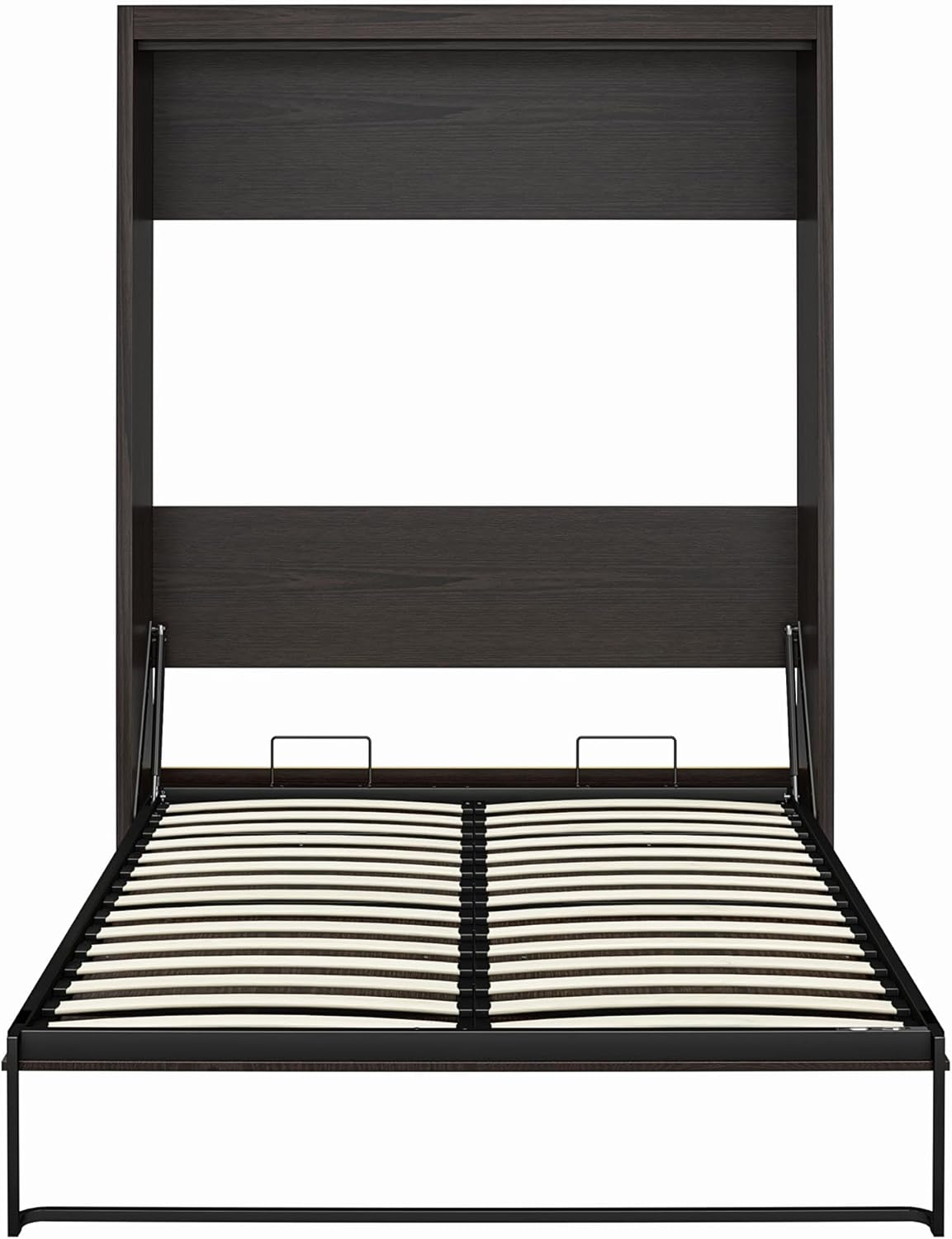 Columbia Walnut Full Size Murphy Bed with Storage and Slats