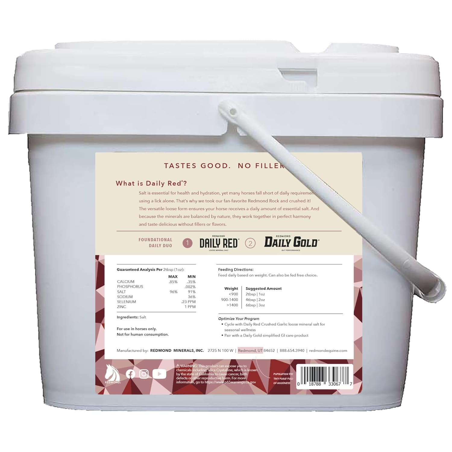 REDMOND Rock Crushed Loose Mineral Salt Electrolyte Supplement for Horses (25 LBS)
