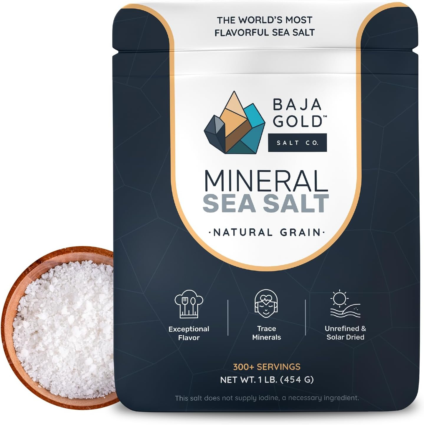Baja Gold Salt Co. Mineral Sea Salt, Natural Grain - 1 lb