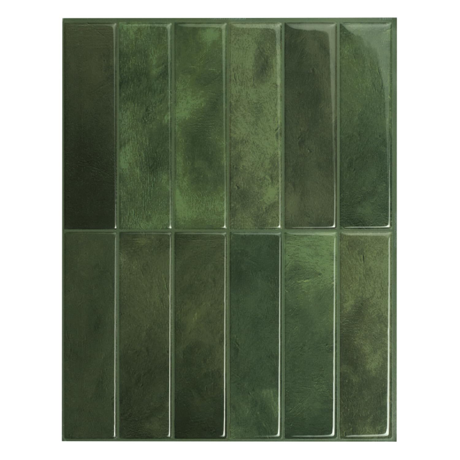Smart Tiles - 3D Adhesive Peel and Stick Backsplash Tile, Green - 5-Pack 11.43" x 9"