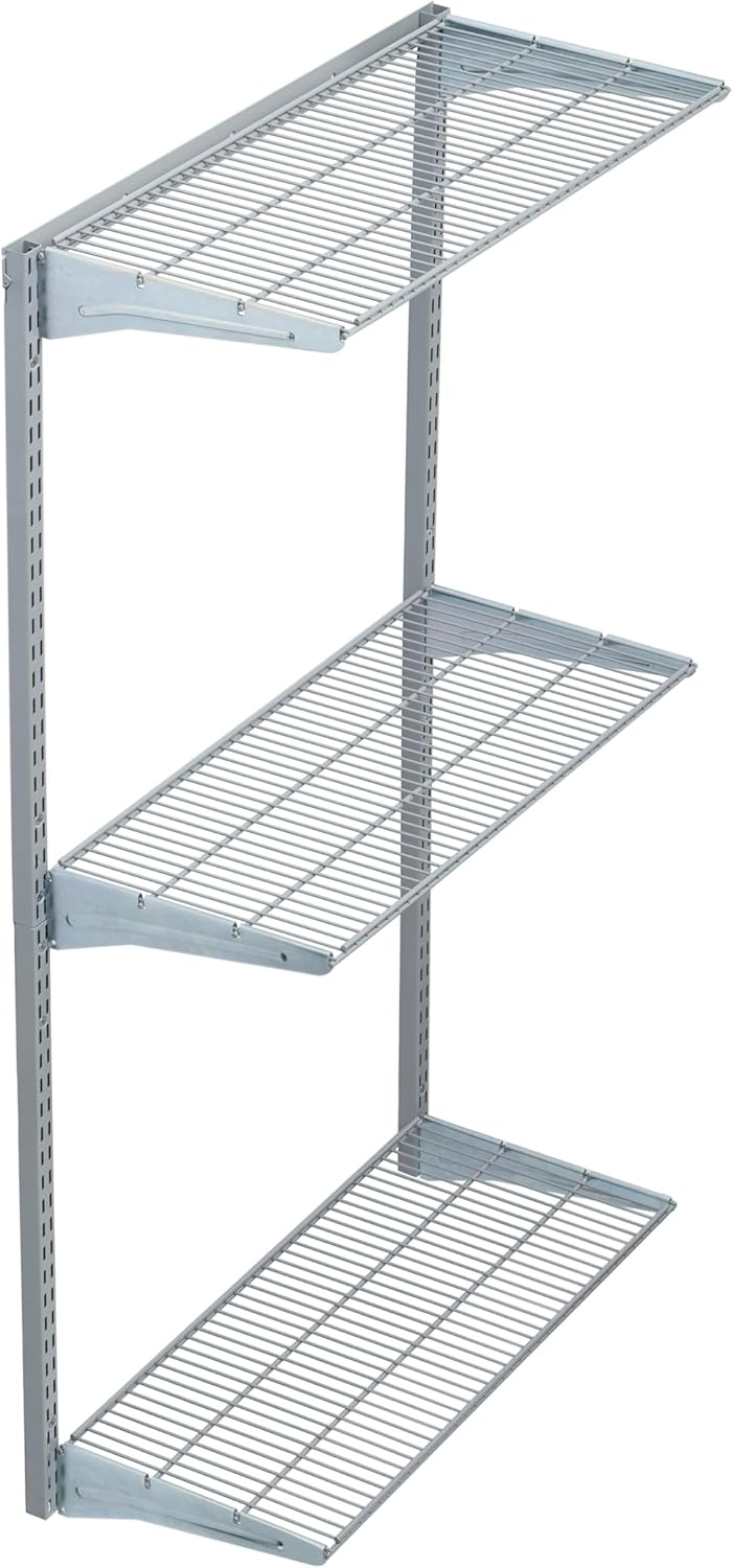 Triton Products Heavy Duty 3 Tier Wire Shelf, Gray, 375 lb. Capacity