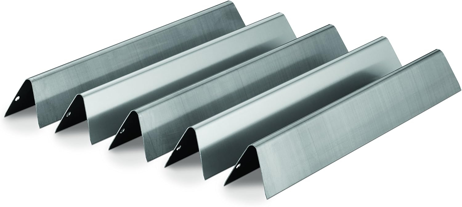 Weber 7620 Stainless Steel Flame Tamer Flavorizer Bars For Genesis 300 Series Gas Grills W/ Front Mounted Control Panel - 5-Pieces