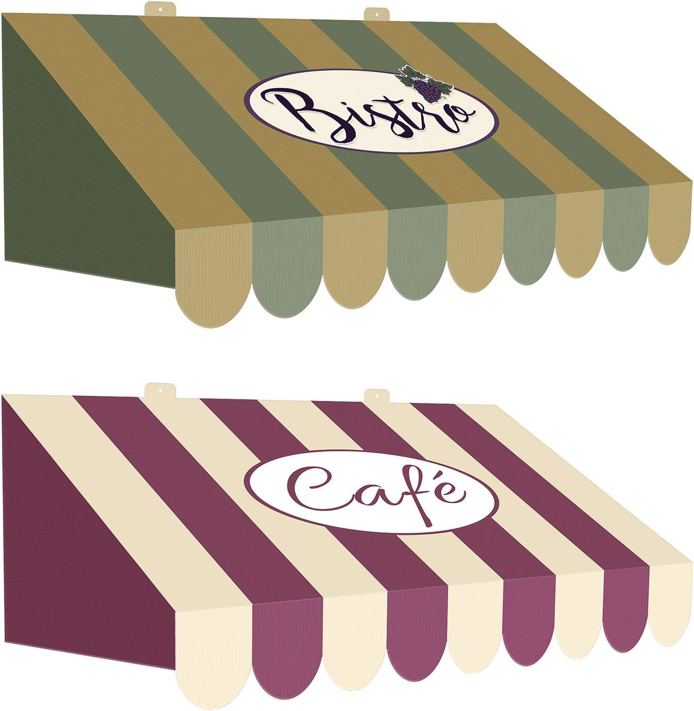 Beistle Novelty Italian Awning Cardstock Paper Wall 2 Piece Three Dimensional Food Restaurant Decorations, 24.75" x 8.75", Green/Light Brown/White/Black