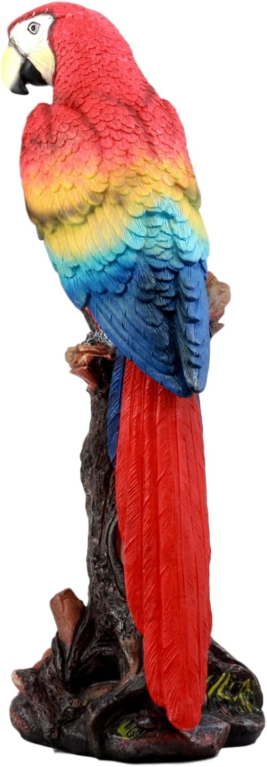 Ebros Gift Tropical Rainforest Red Scarlet Macaw Parrot 13.75 inch Garden Statue
