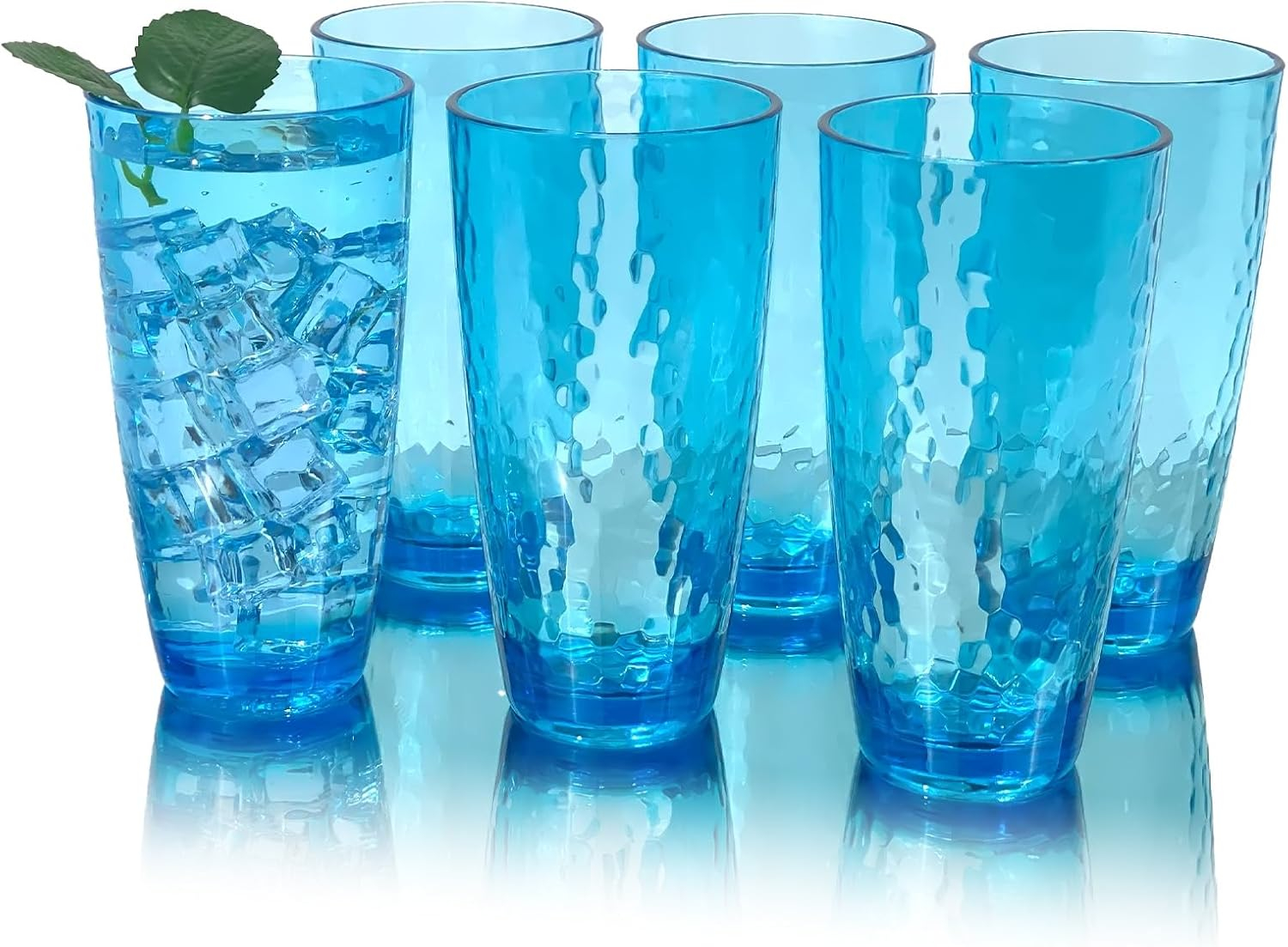26-Ounce Large Acrylic Glasses Plastic Tumbler/Drinking Cups,Set of 6 Multi-Hammered Style,BPA Free