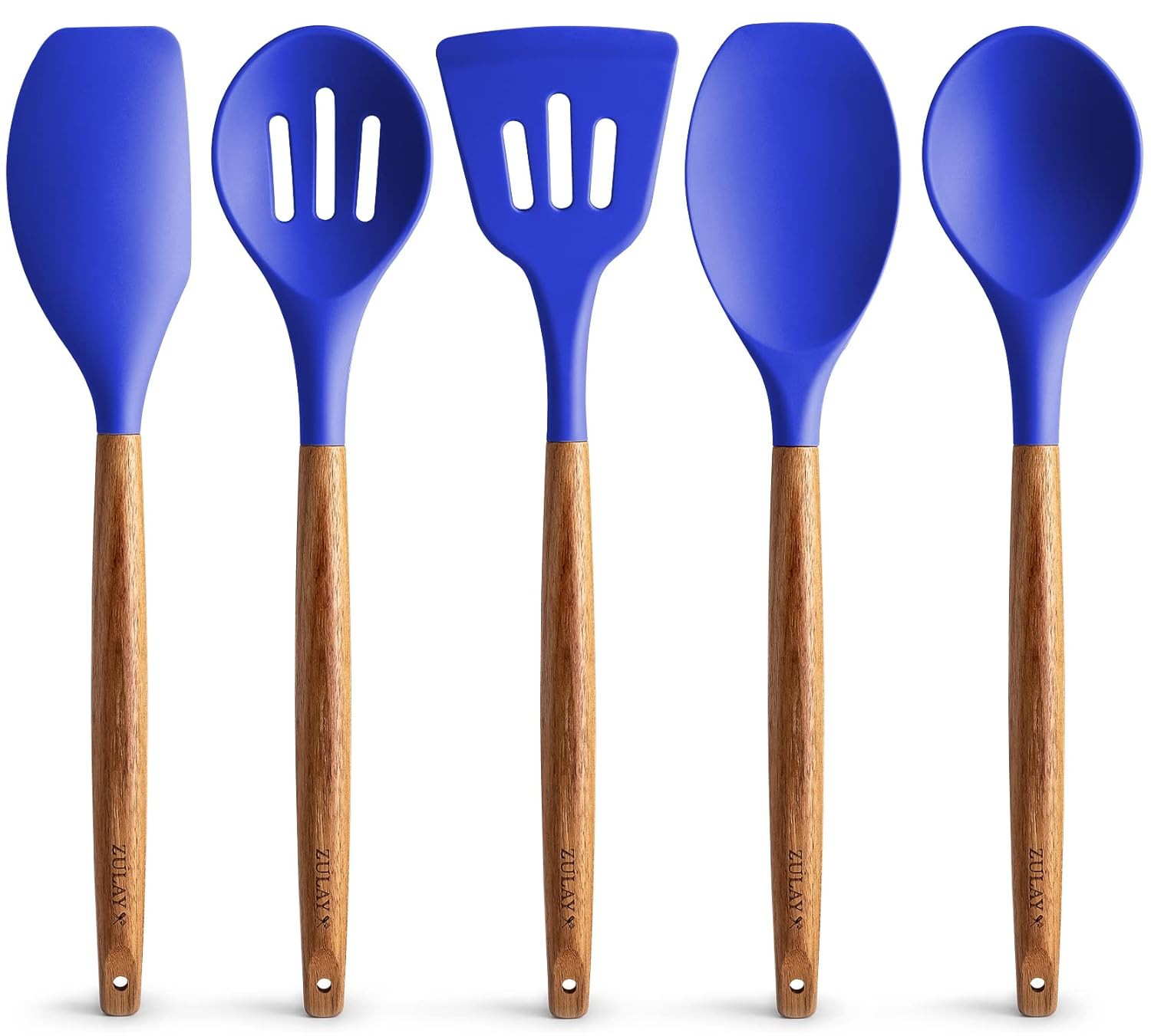 Zulay Kitchen Zulay Kitchen 5 Piece Silicone Utensils Set With Authentic Acacia Wood Handles