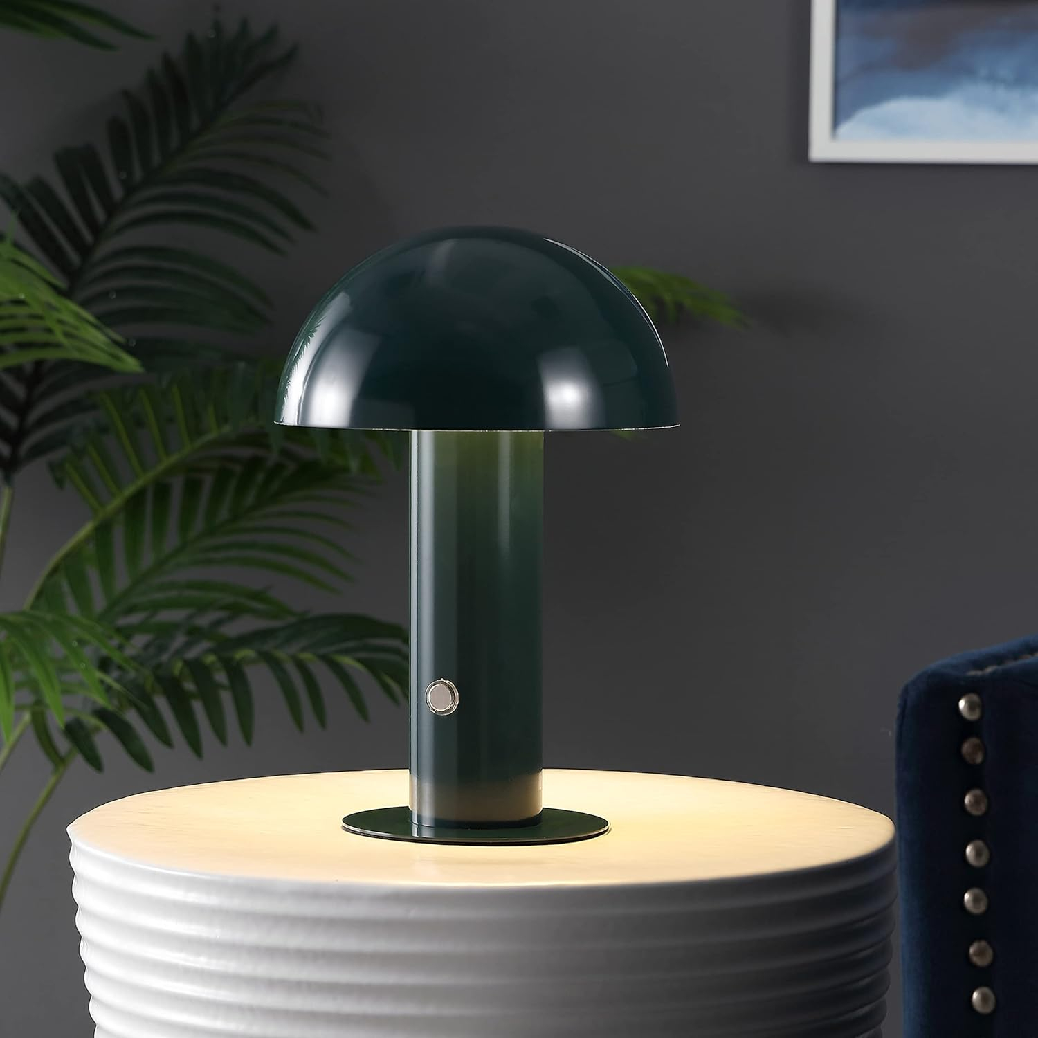 JONATHAN Y JYL7115D Boletus 10.75" Contemporary Bohemian Rechargeable/Cordless Portable Iron Integrated LED Mushroom Table Lamp Modern, Coastal Bedside Desk Nightstand Lamp, Forest Green