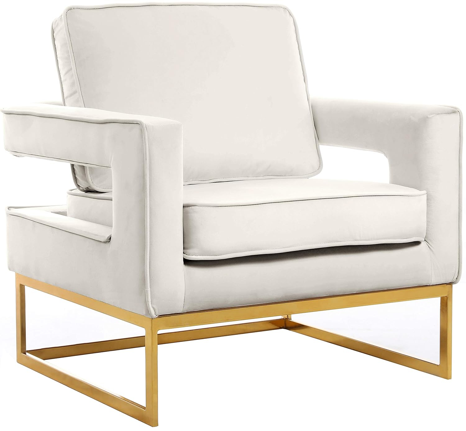 Meridian Furniture Noah Cream Velvet Accent Chair with Gold Iron Base