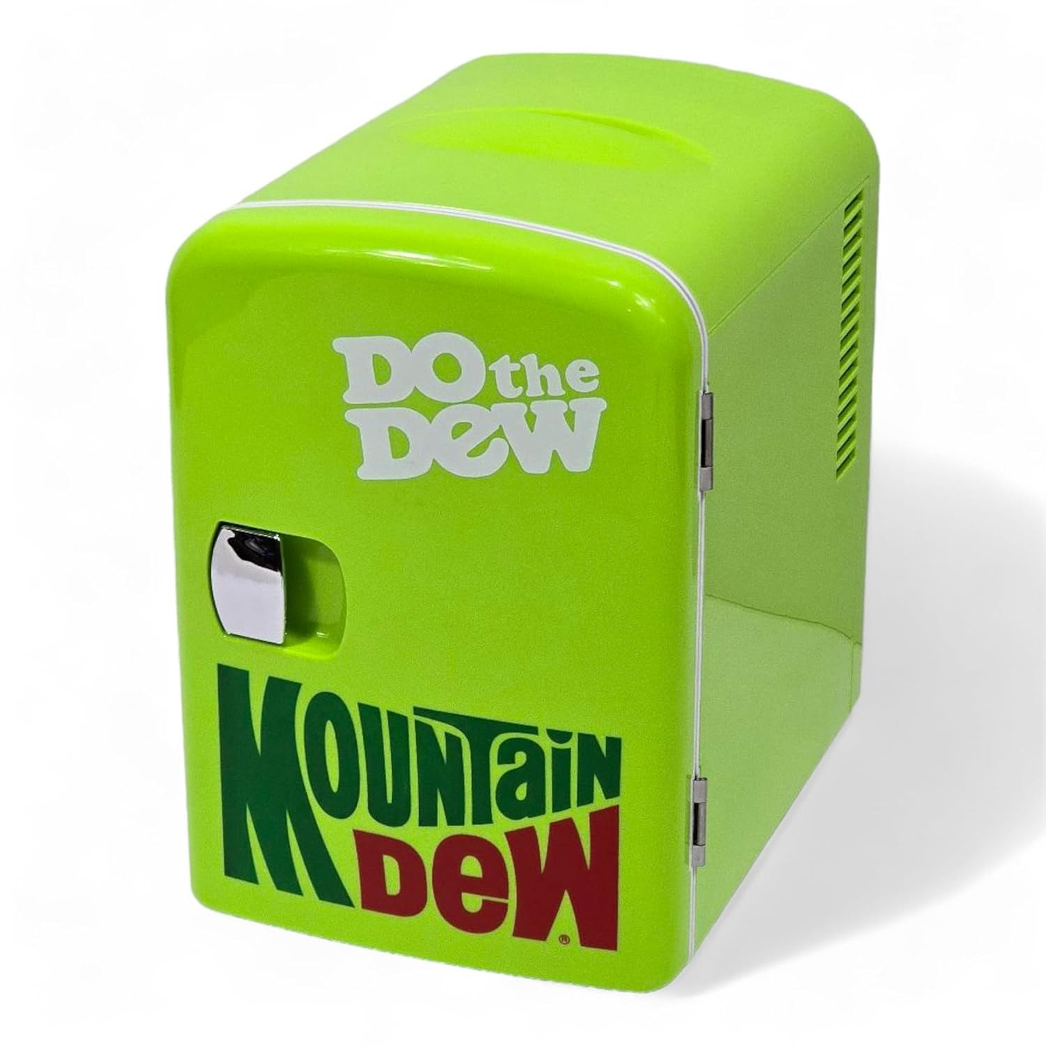 Mountain Dew MIS134MD, Mini Portable Compact Personal Fridge Cooler, 4 Liter Capacity Chills Six 12 oz Cans, 100% Freon-Free & Eco Friendly, Lime