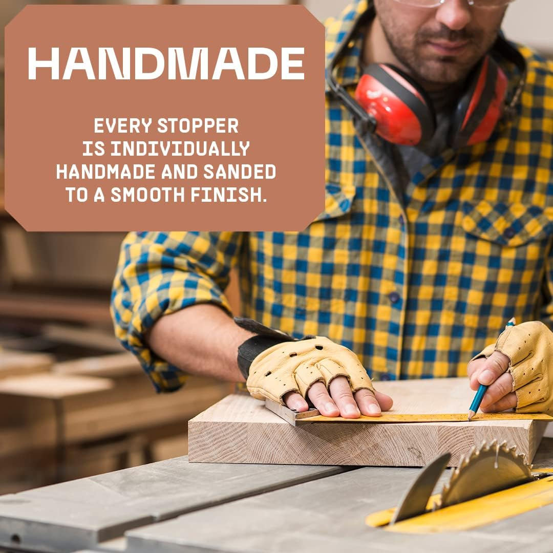 Wooden Door Stoppers - Handmade Acacia Wood Door Wedge - Home Security Door Jammer for Bottom of Door - Suitable for All Floor Types - 3 Pack