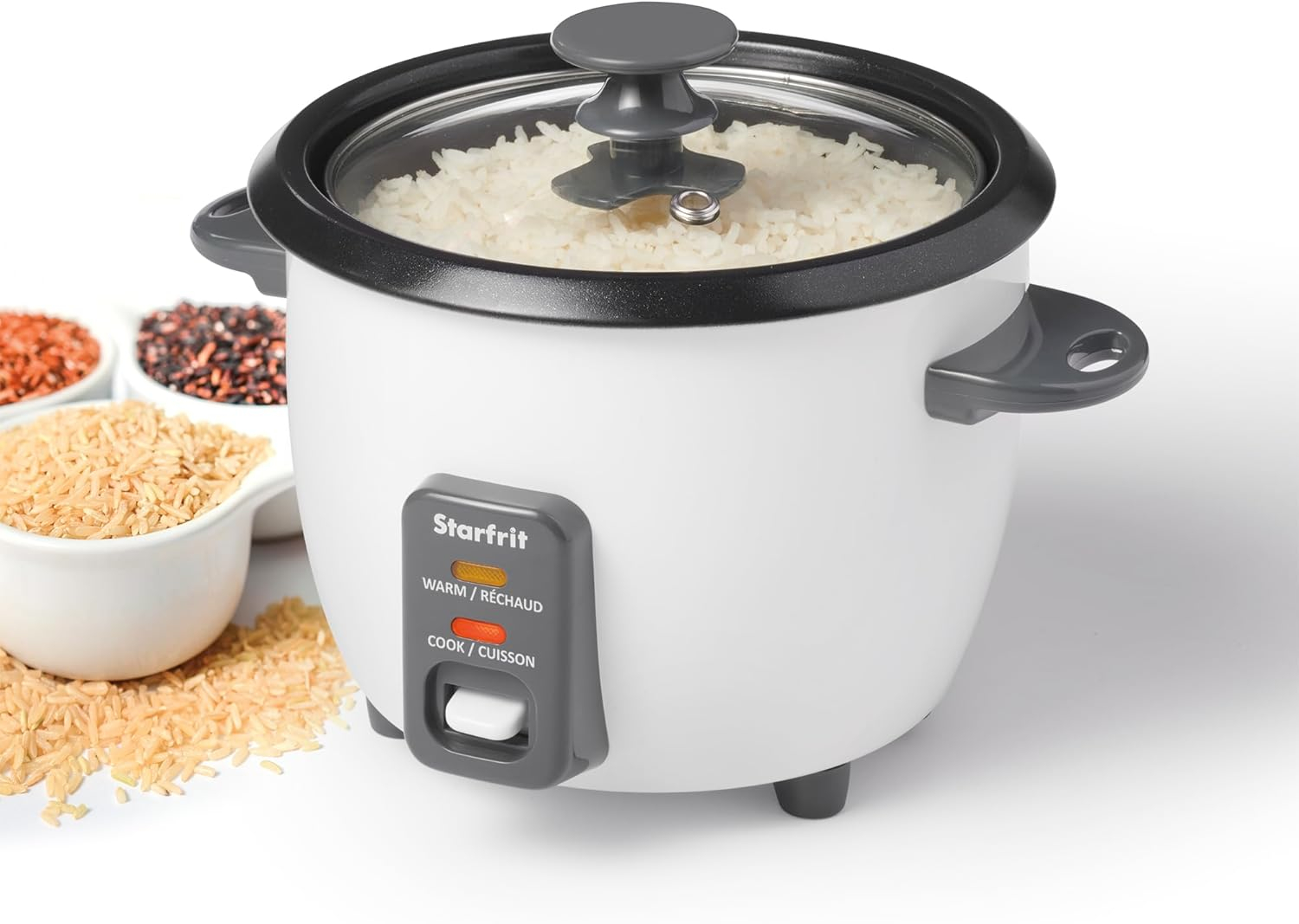 White Ceramic Non-stick Electric Rice Cooker with Steamer Basket