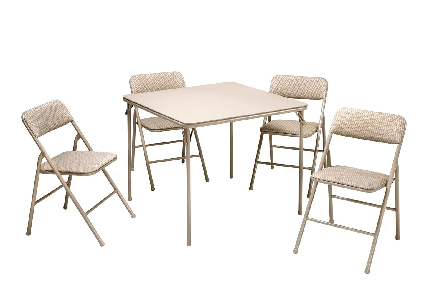 COSCO 5-Piece Folding Table and Chair Set, Tan