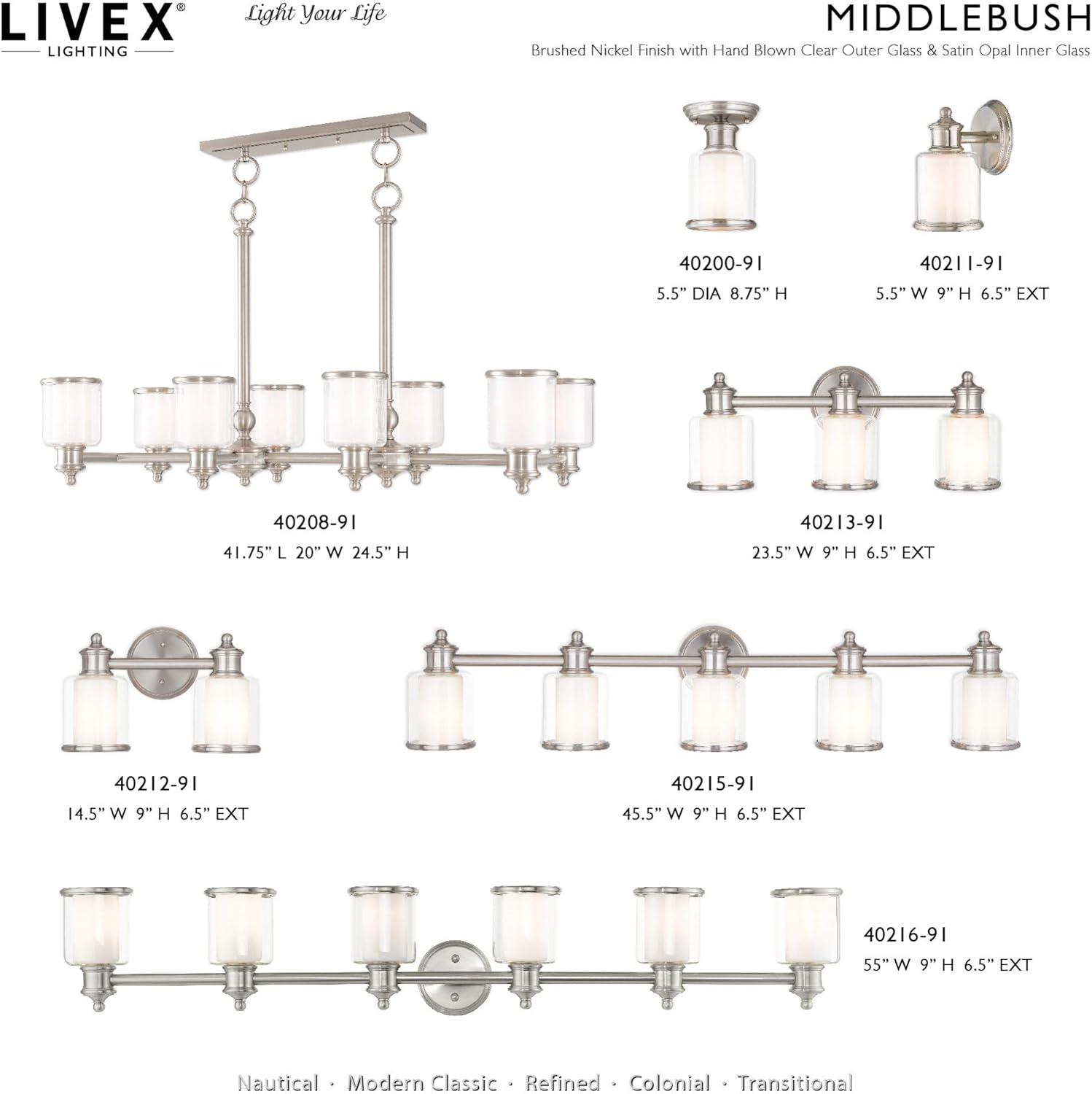 Middlebush 5-Light Polished Nickel Chandelier with Double Glass Shades